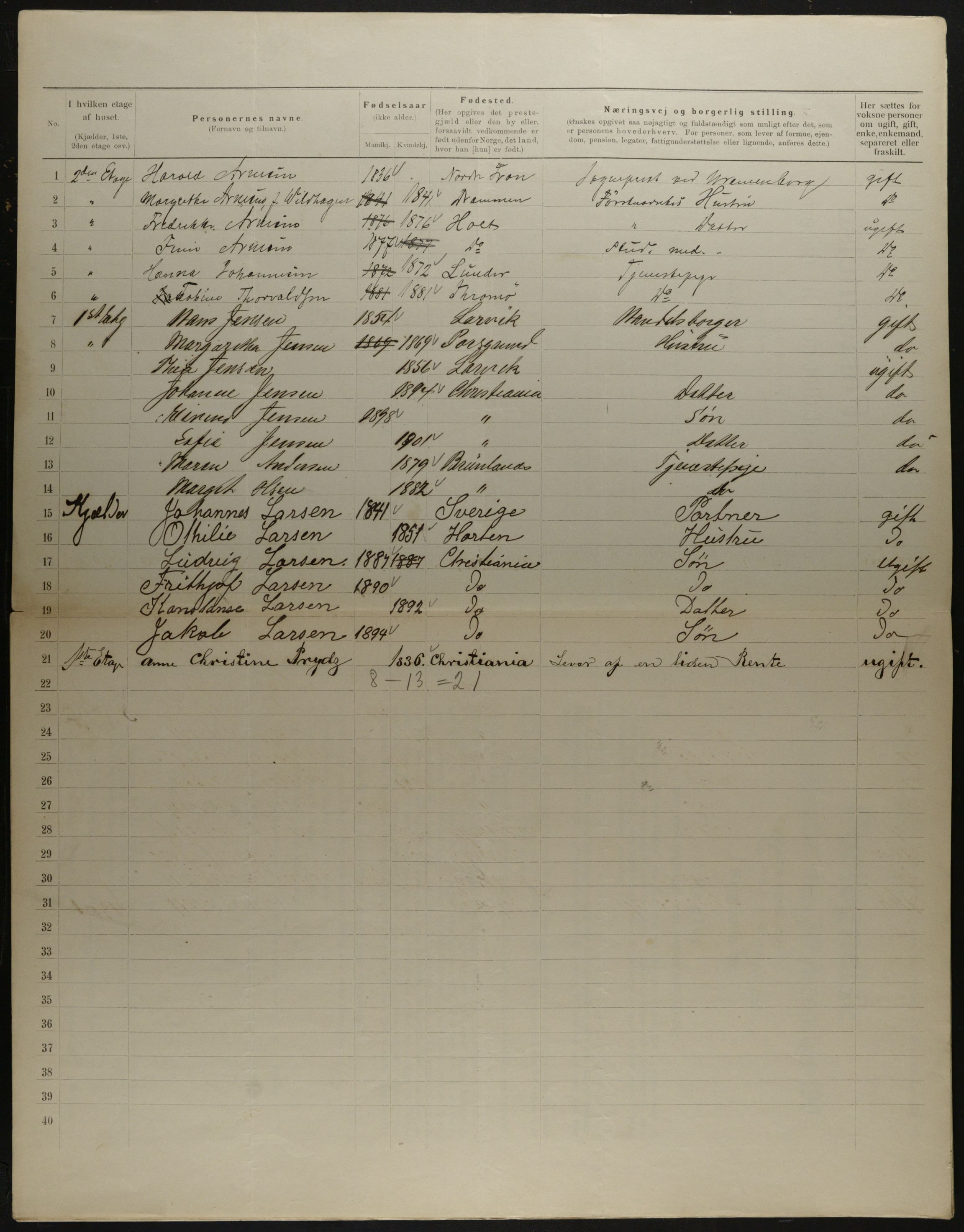 OBA, Municipal Census 1901 for Kristiania, 1901, p. 12765