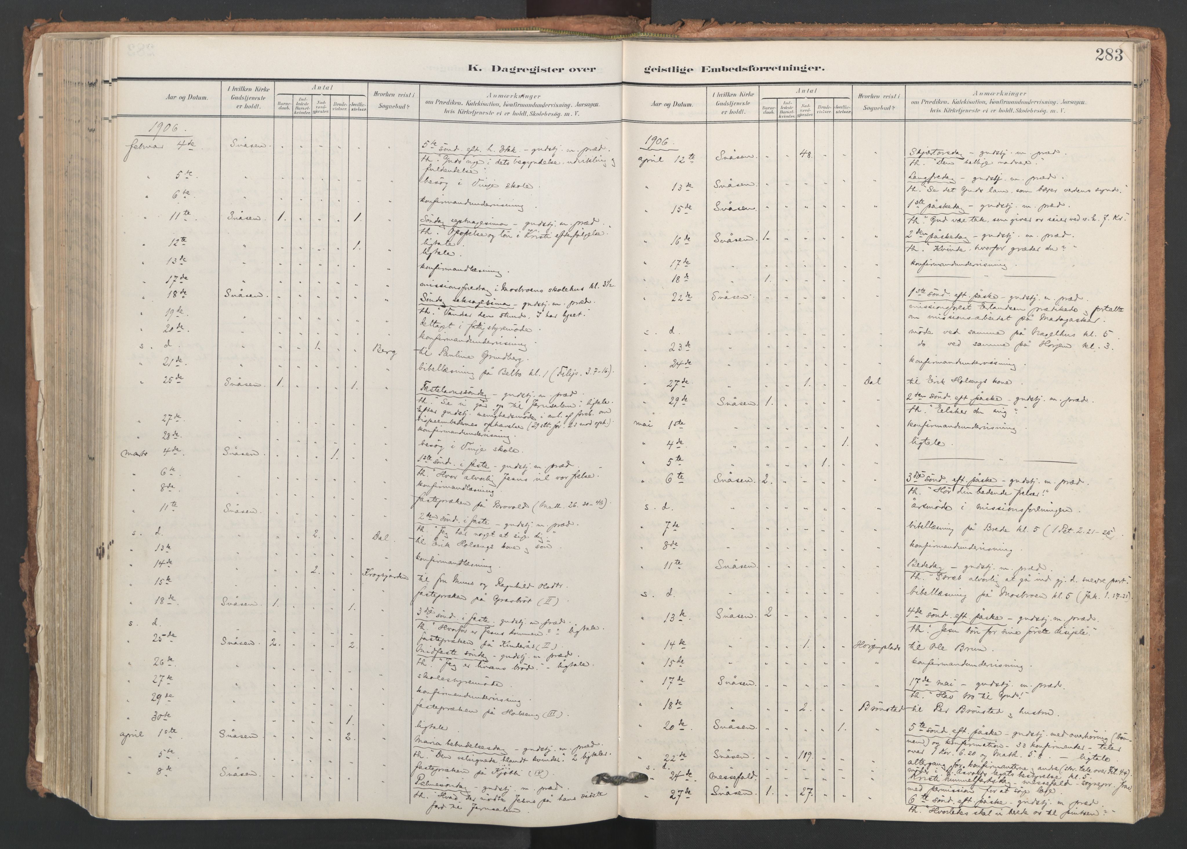 Ministerialprotokoller, klokkerbøker og fødselsregistre - Nord-Trøndelag, AV/SAT-A-1458/749/L0477: Parish register (official) no. 749A11, 1902-1927, p. 283