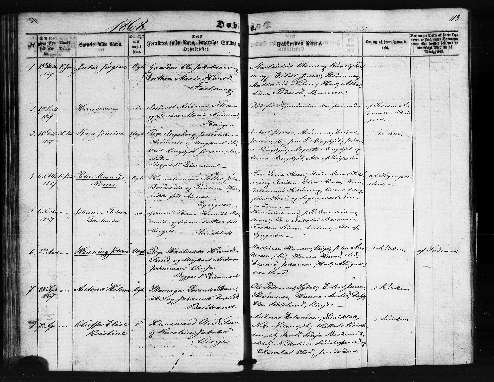 Ministerialprotokoller, klokkerbøker og fødselsregistre - Nordland, SAT/A-1459/876/L1095: Parish register (official) no. 876A01, 1863-1885, p. 113