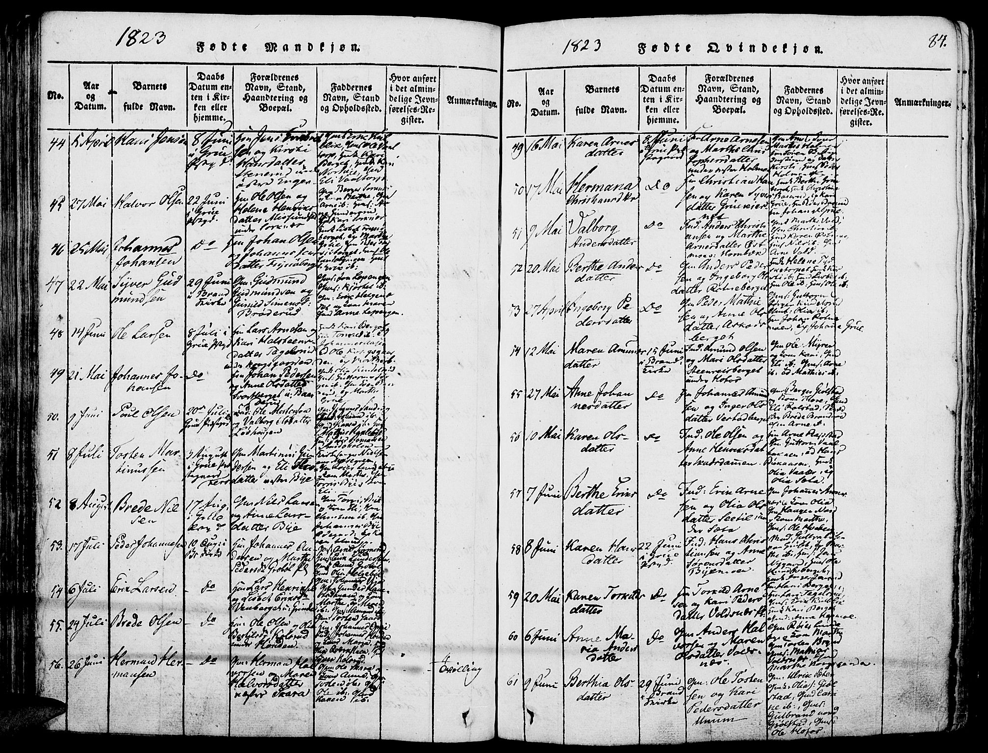 Grue prestekontor, SAH/PREST-036/H/Ha/Haa/L0006: Parish register (official) no. 6, 1814-1830, p. 84