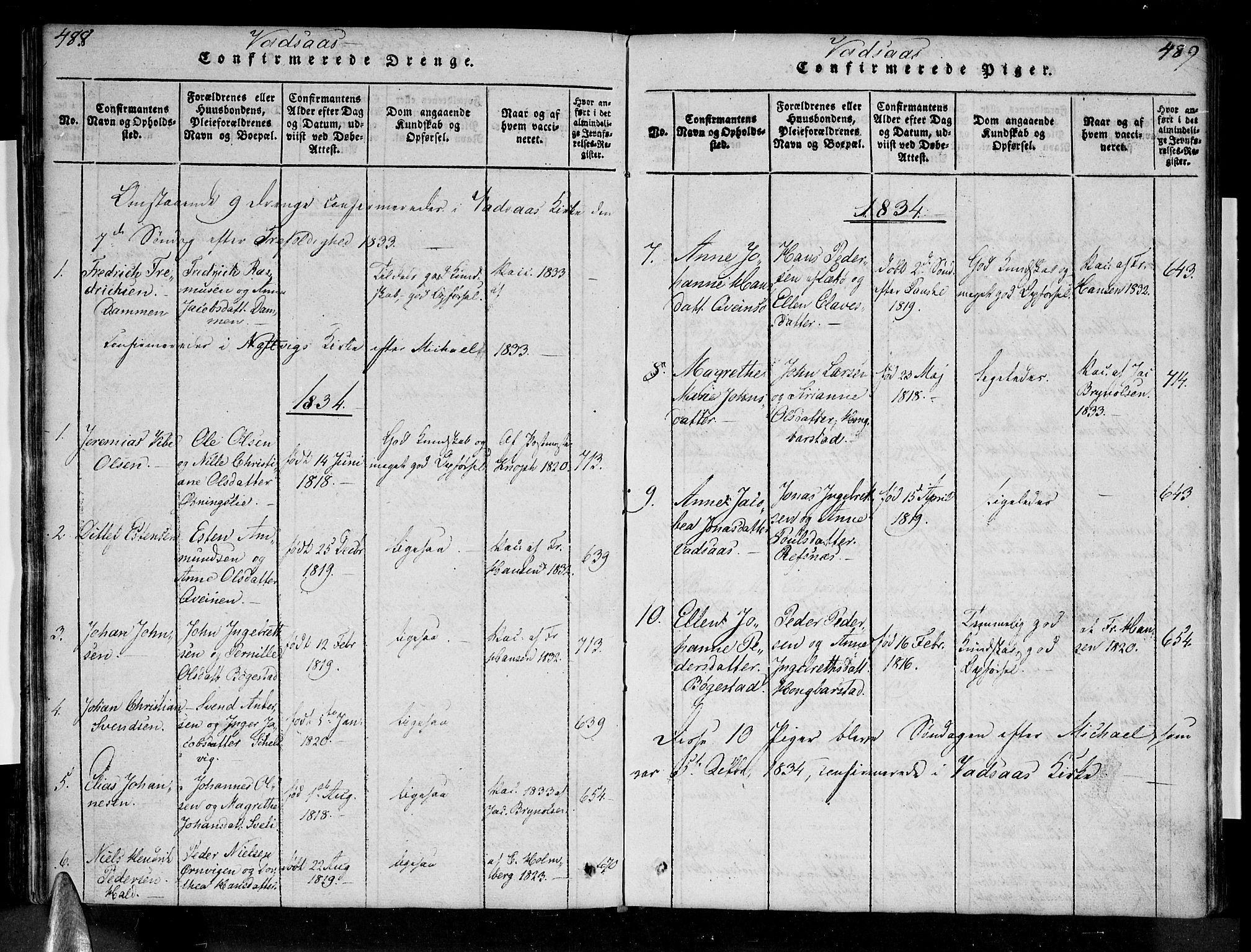 Ministerialprotokoller, klokkerbøker og fødselsregistre - Nordland, AV/SAT-A-1459/810/L0142: Parish register (official) no. 810A06 /1, 1819-1841, p. 488-489