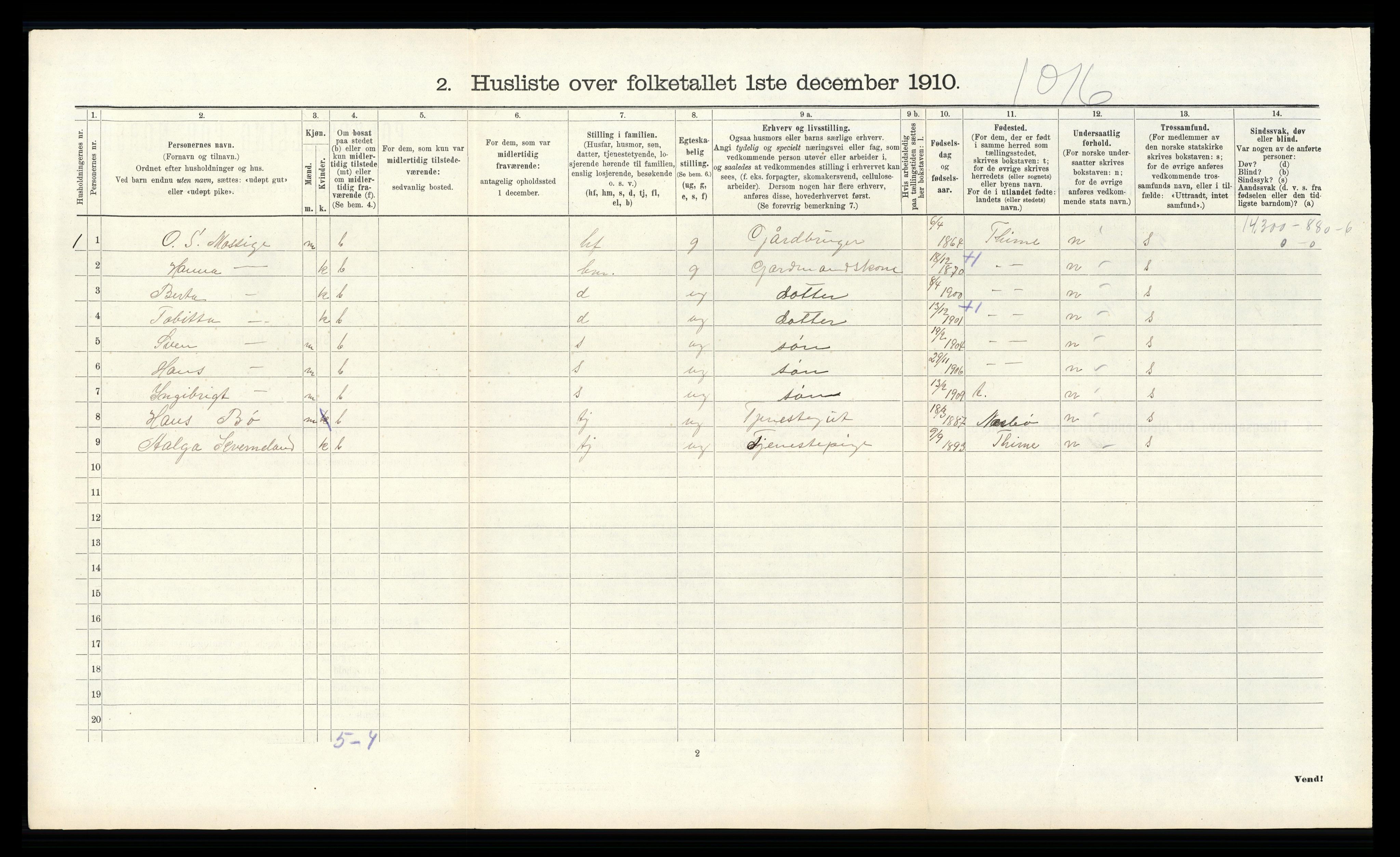 RA, 1910 census for Klepp, 1910, p. 340