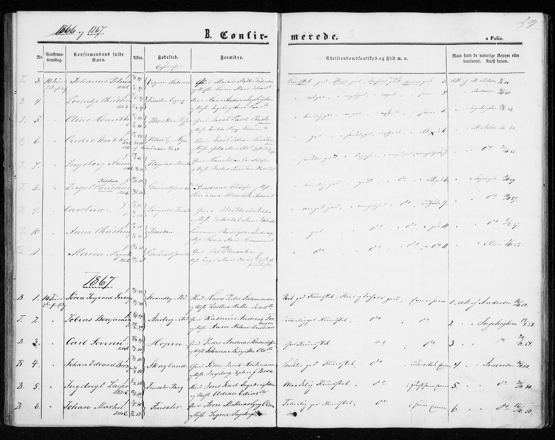 Berg sokneprestkontor, SATØ/S-1318/G/Ga/Gaa/L0002kirke: Parish register (official) no. 2, 1860-1872, p. 52