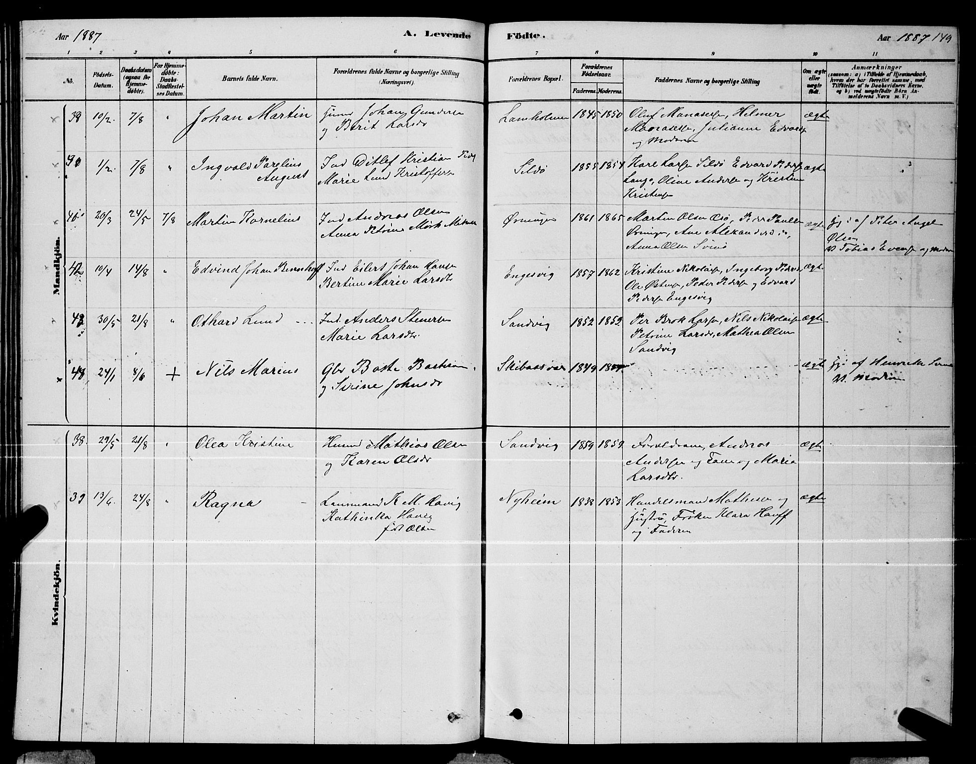 Ministerialprotokoller, klokkerbøker og fødselsregistre - Nordland, AV/SAT-A-1459/834/L0513: Parish register (copy) no. 834C04, 1877-1892, p. 149