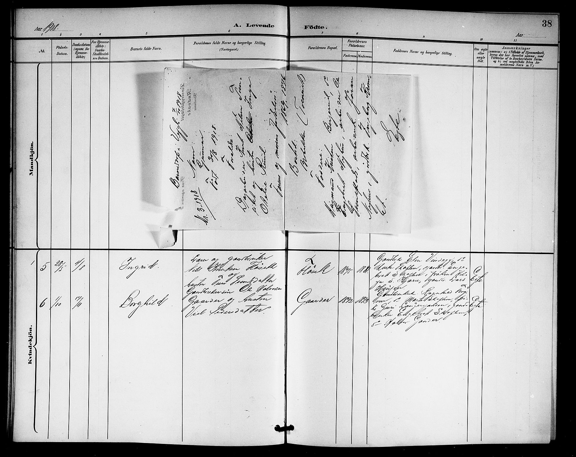 Rollag kirkebøker, AV/SAKO-A-240/G/Gb/L0003: Parish register (copy) no. II 3, 1897-1919, p. 38