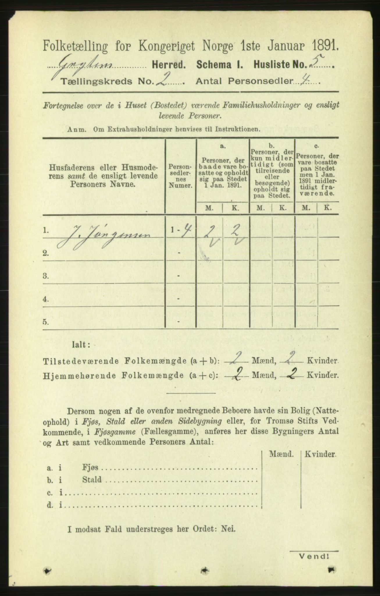 RA, 1891 census for 1539 Grytten, 1891, p. 353