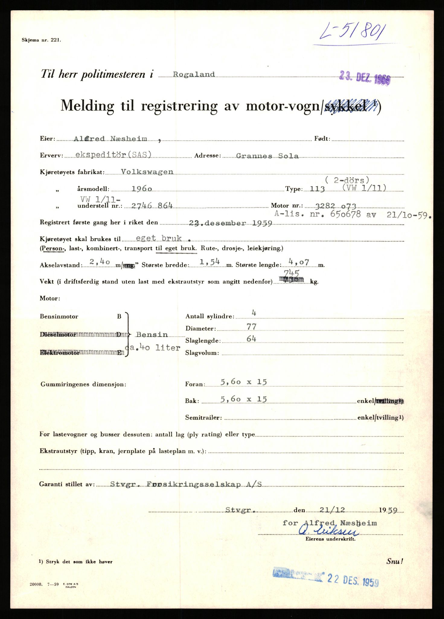 Stavanger trafikkstasjon, AV/SAST-A-101942/0/F/L0051: L-51300 - L-52099, 1930-1971, p. 1487