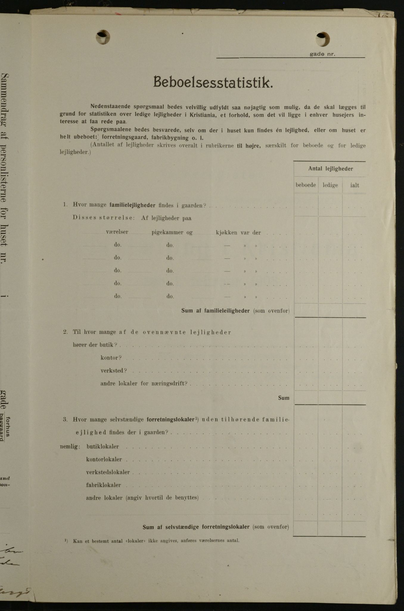 OBA, Municipal Census 1908 for Kristiania, 1908, p. 54085