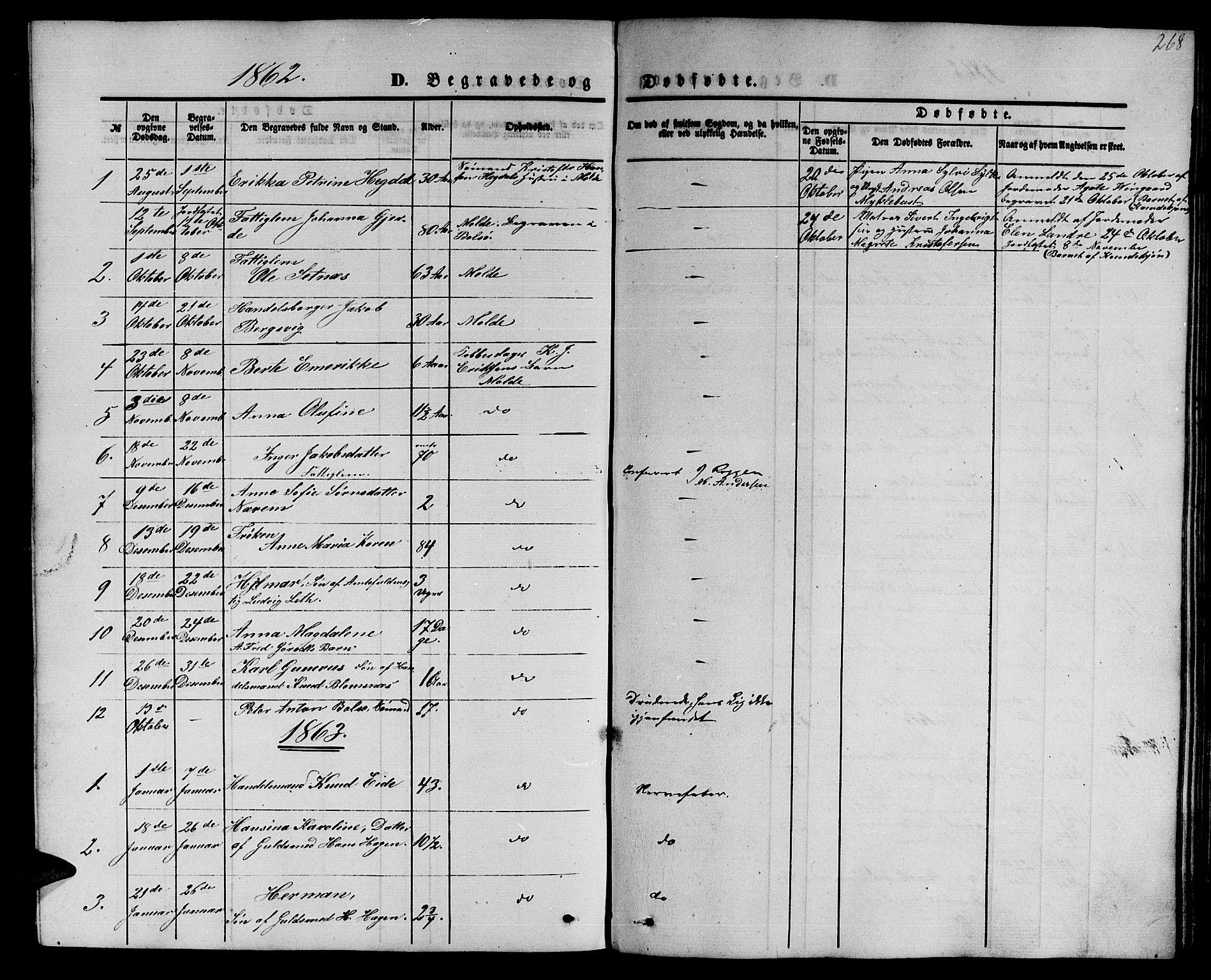 Ministerialprotokoller, klokkerbøker og fødselsregistre - Møre og Romsdal, SAT/A-1454/558/L0701: Parish register (copy) no. 558C02, 1862-1879, p. 268