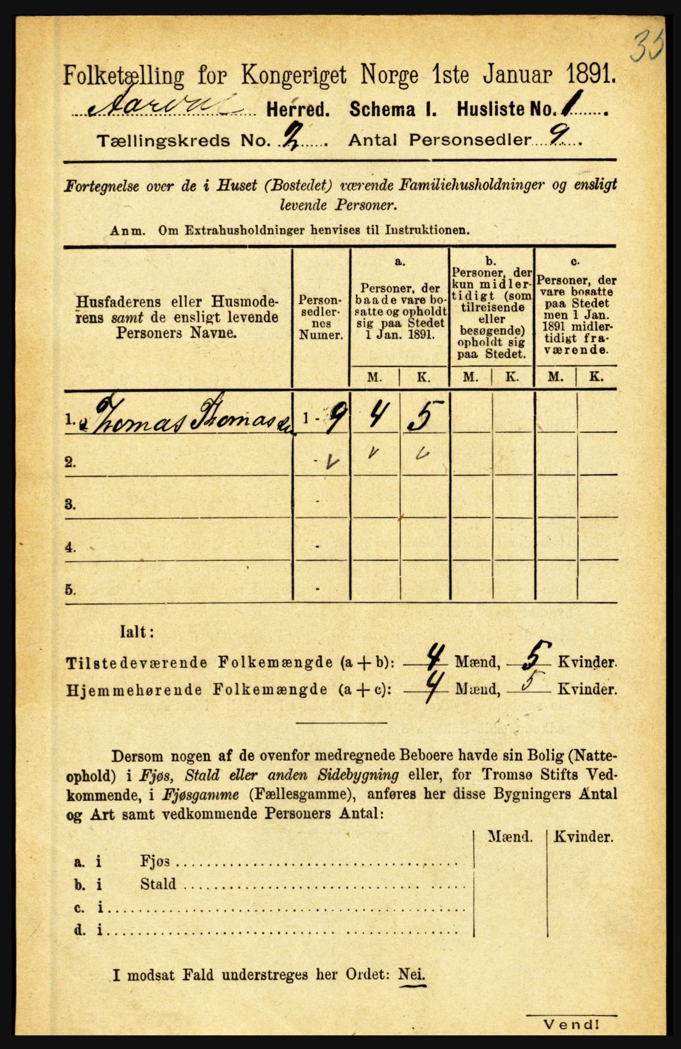 RA, 1891 census for 1424 Årdal, 1891, p. 127