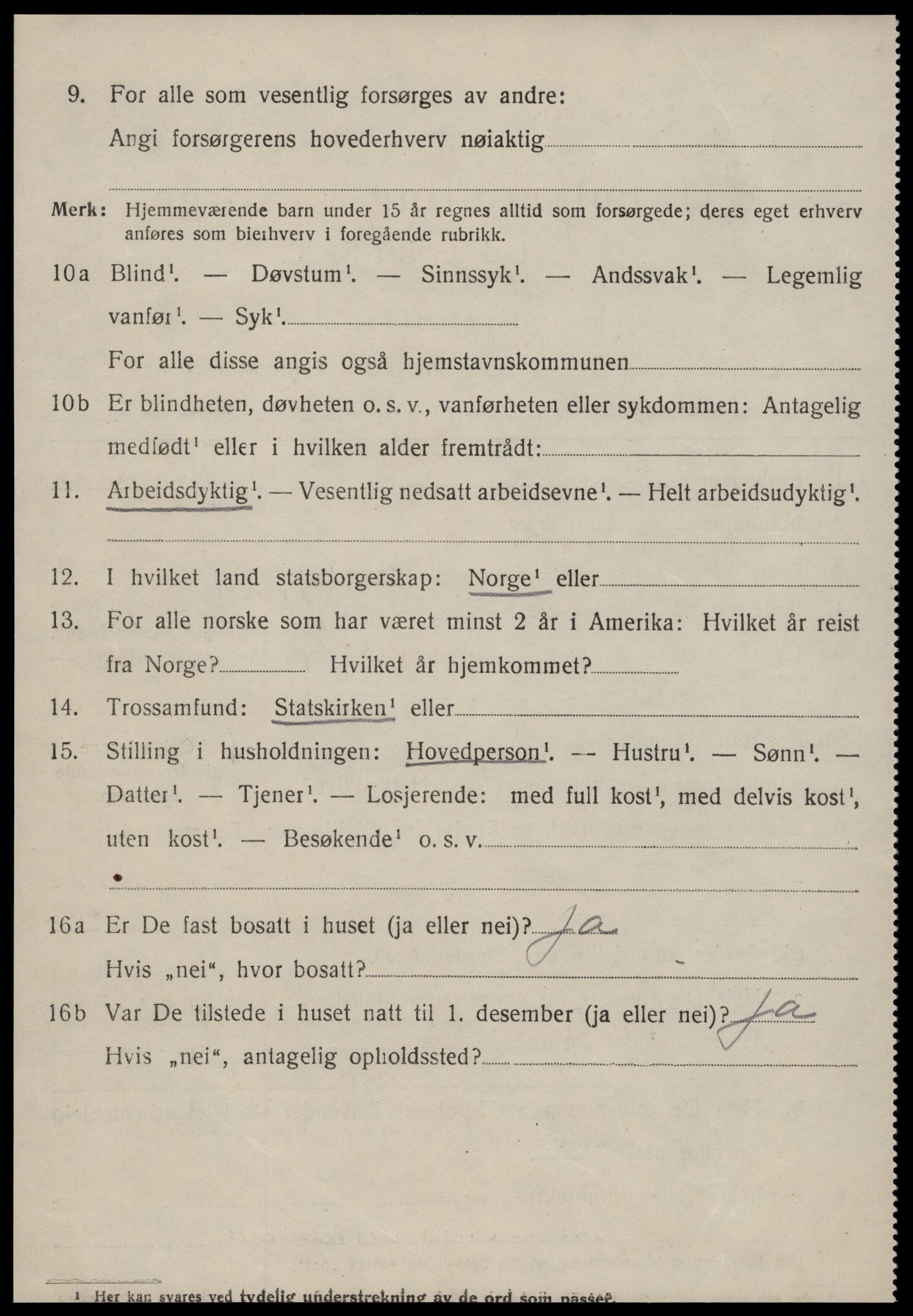 SAT, 1920 census for Volda, 1920, p. 10929