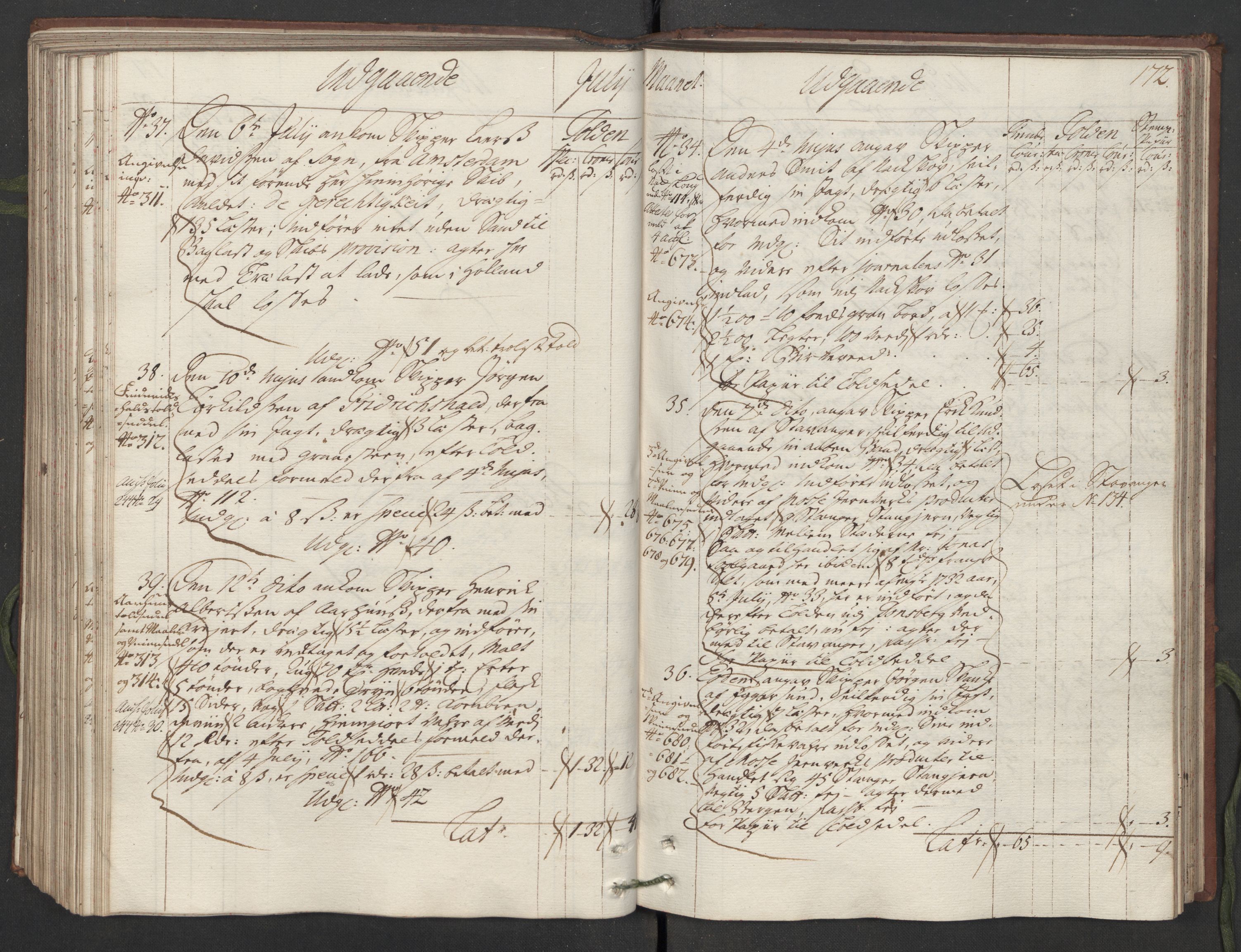 Generaltollkammeret, tollregnskaper, AV/RA-EA-5490/R05/L0014/0001: Tollregnskaper Moss, Son, Krokstad / Hovedtollbok, 1733, p. 171b-172a
