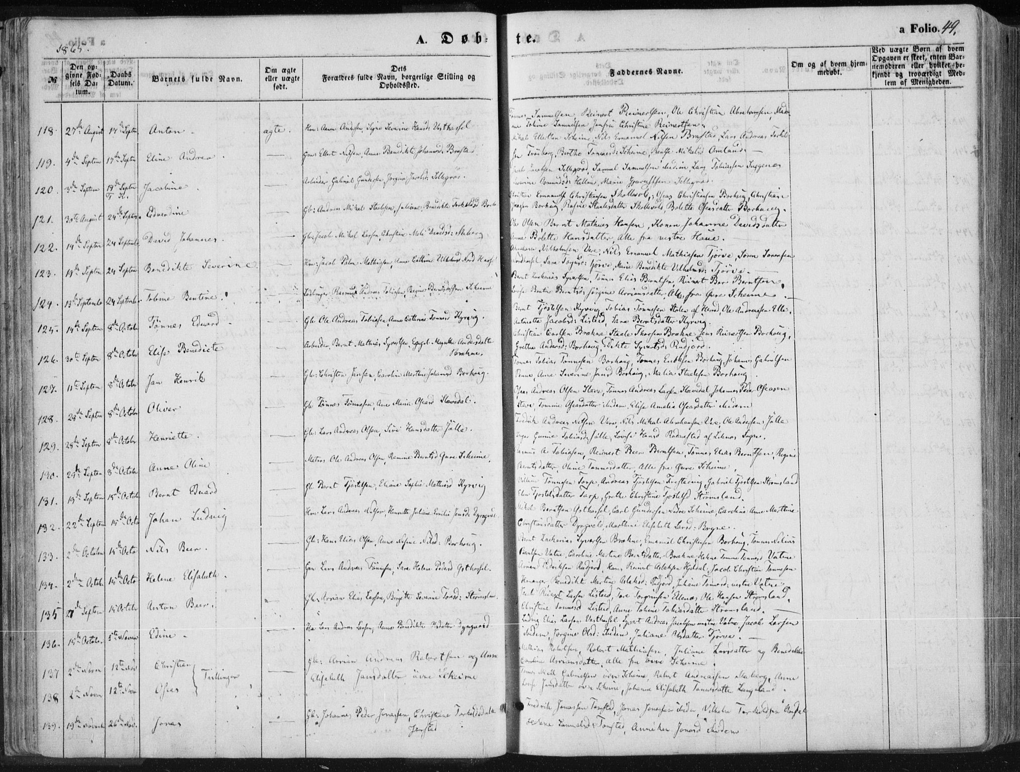 Lista sokneprestkontor, SAK/1111-0027/F/Fa/L0011: Parish register (official) no. A 11, 1861-1878, p. 49