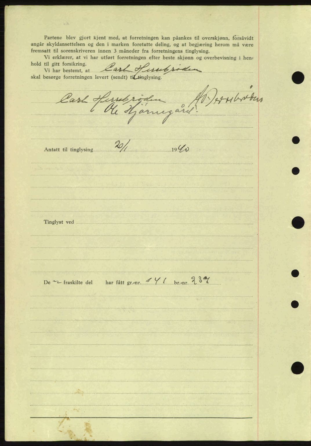 Idd og Marker sorenskriveri, AV/SAO-A-10283/G/Gb/Gbb/L0004: Mortgage book no. A4, 1940-1941, Diary no: : 71/1940