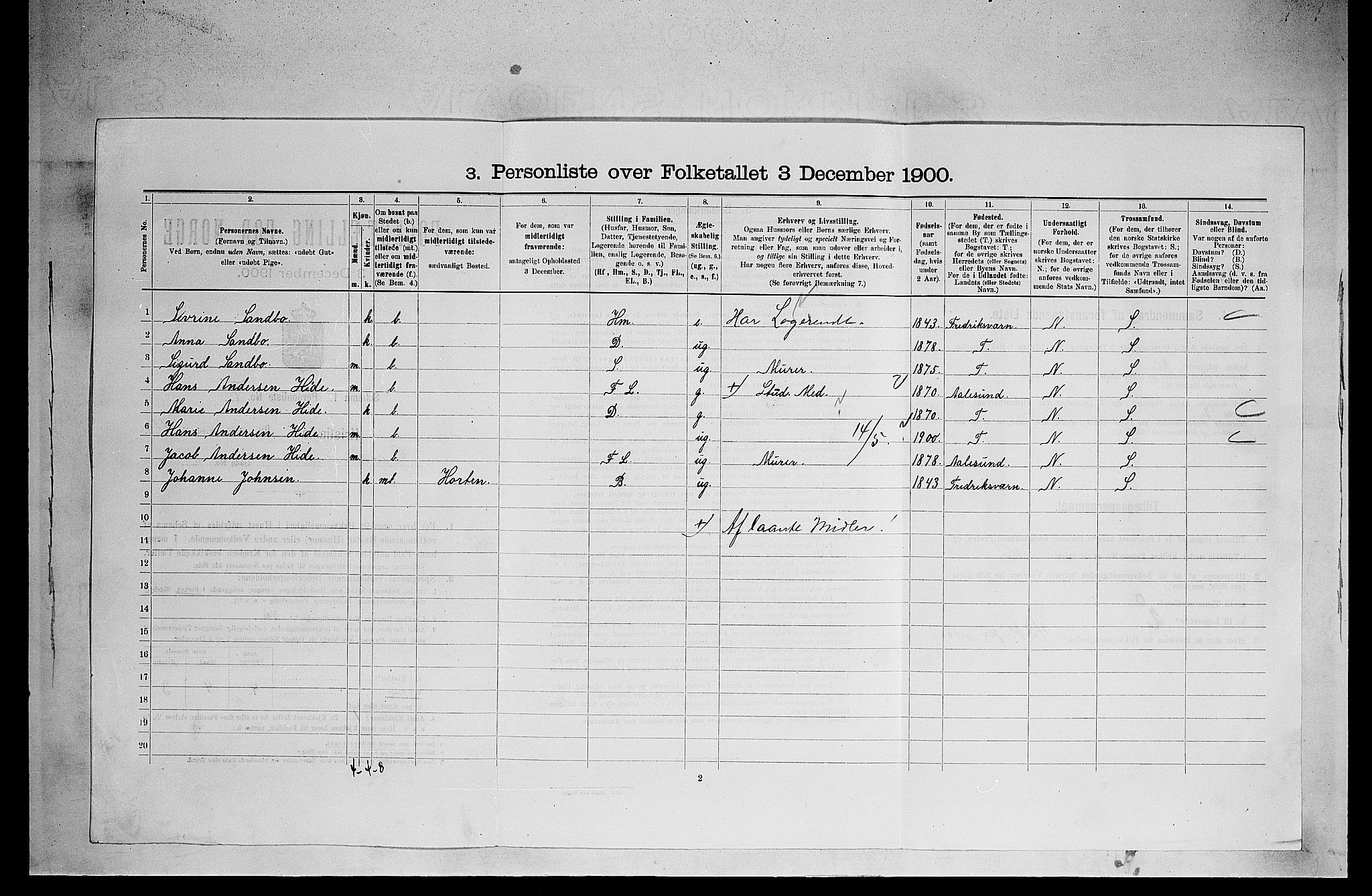 SAO, 1900 census for Kristiania, 1900, p. 15664