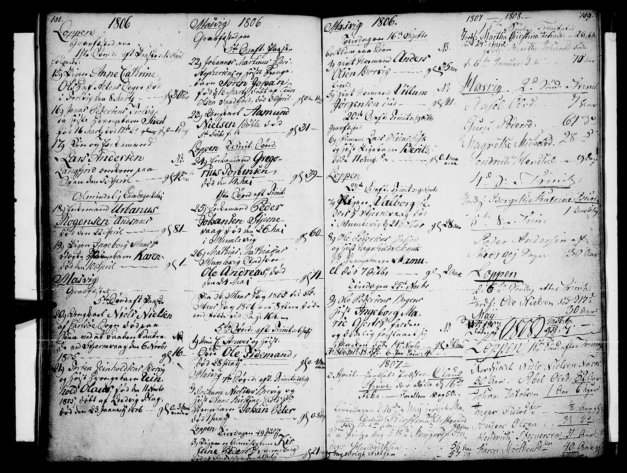 Loppa sokneprestkontor, SATØ/S-1339/H/Ha/L0002kirke: Parish register (official) no. 2, 1785-1821, p. 188-189