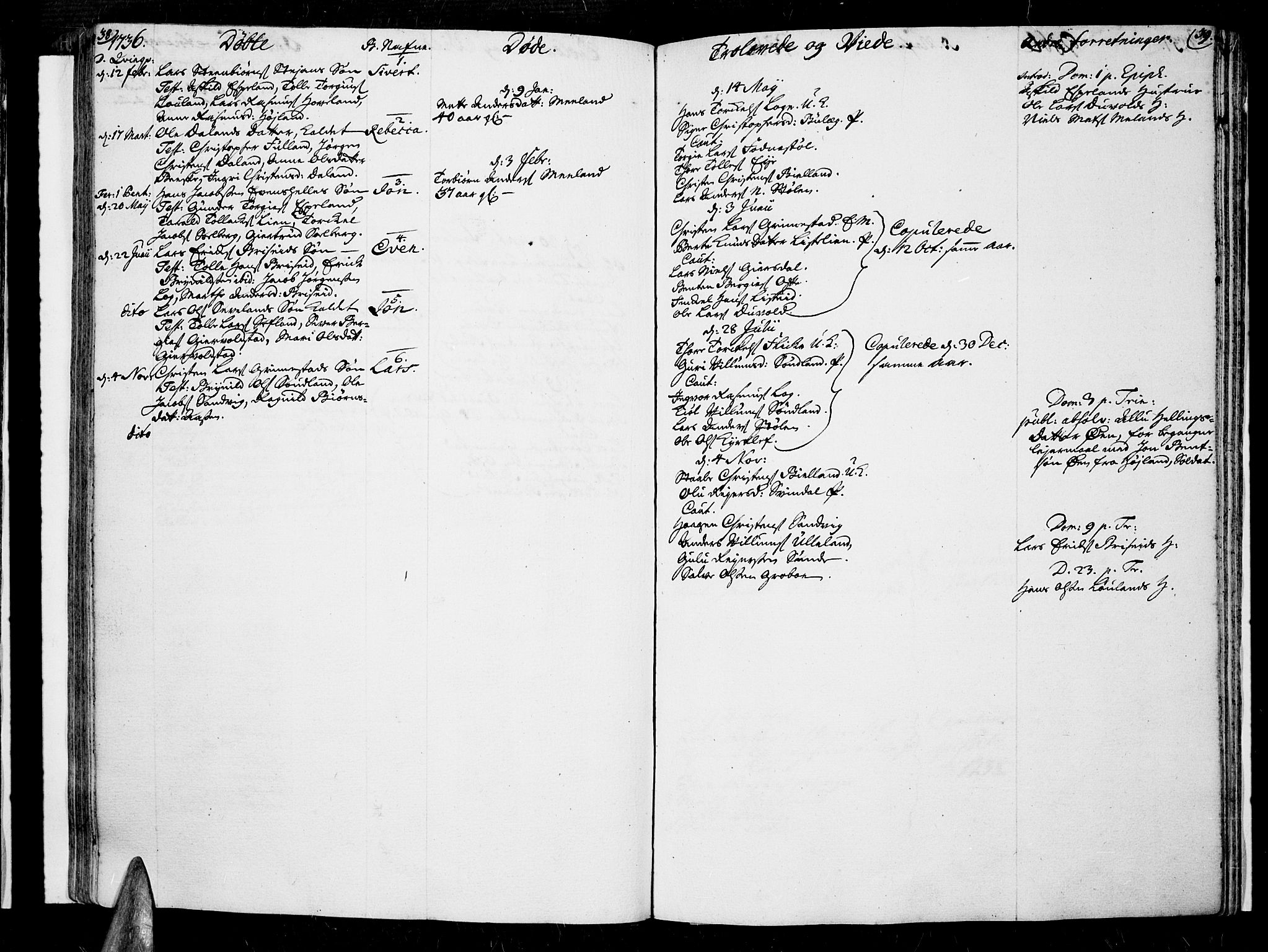 Lista sokneprestkontor, AV/SAK-1111-0027/F/Fa/L0002: Parish register (official) no. A 2 /2, 1726-1753, p. 38-39