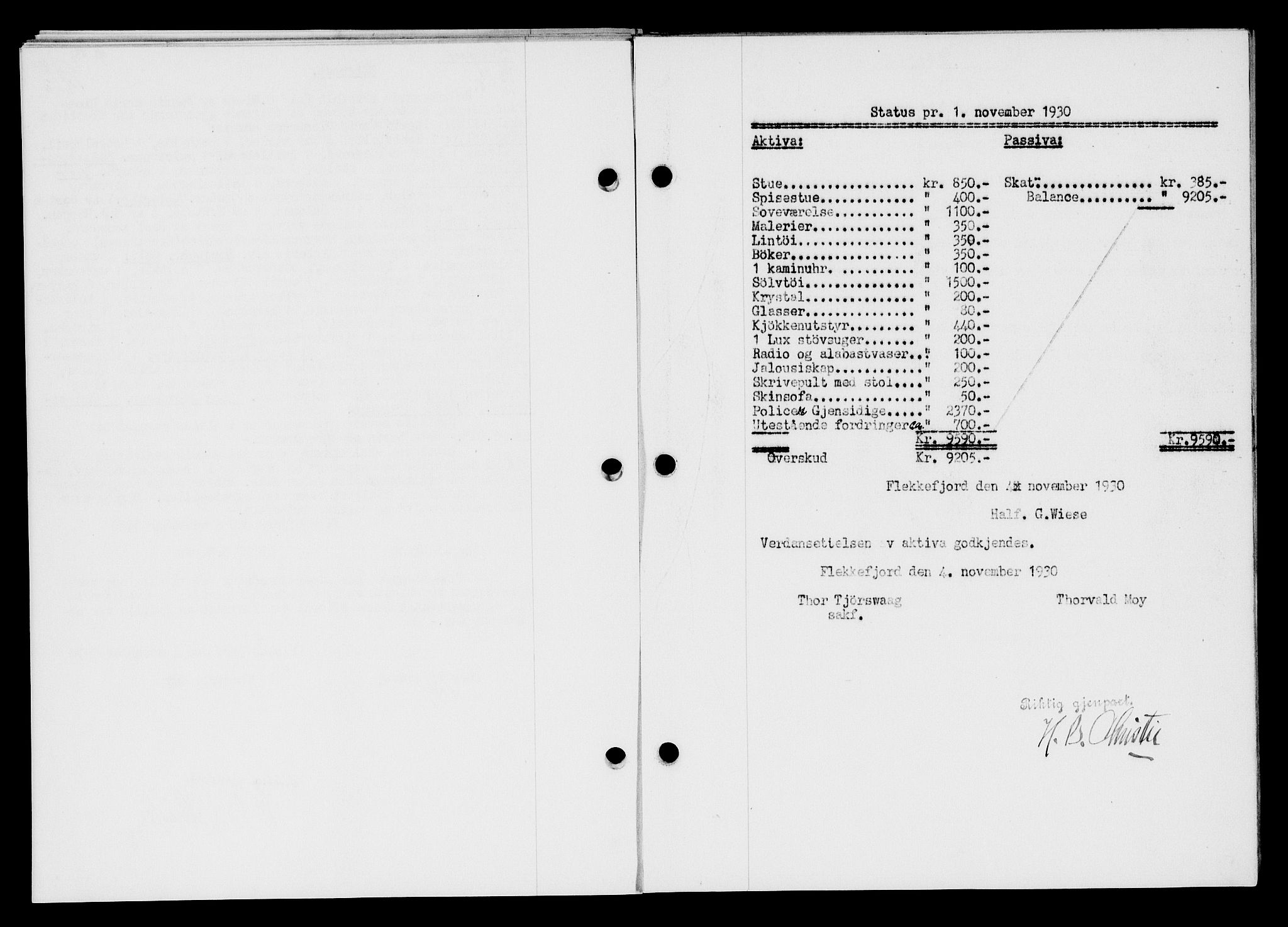 Flekkefjord sorenskriveri, AV/SAK-1221-0001/G/Gb/Gba/L0046: Mortgage book no. 44, 1930-1931, Deed date: 18.11.1930