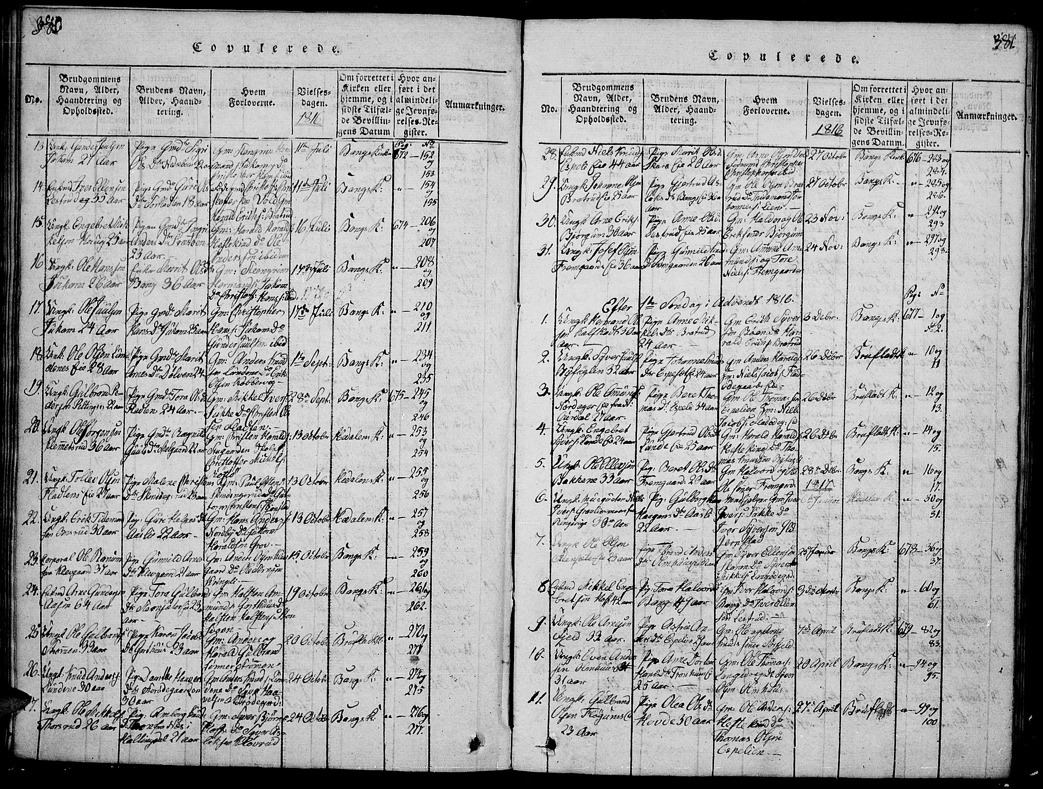 Sør-Aurdal prestekontor, SAH/PREST-128/H/Ha/Hab/L0001: Parish register (copy) no. 1, 1815-1826, p. 380-381