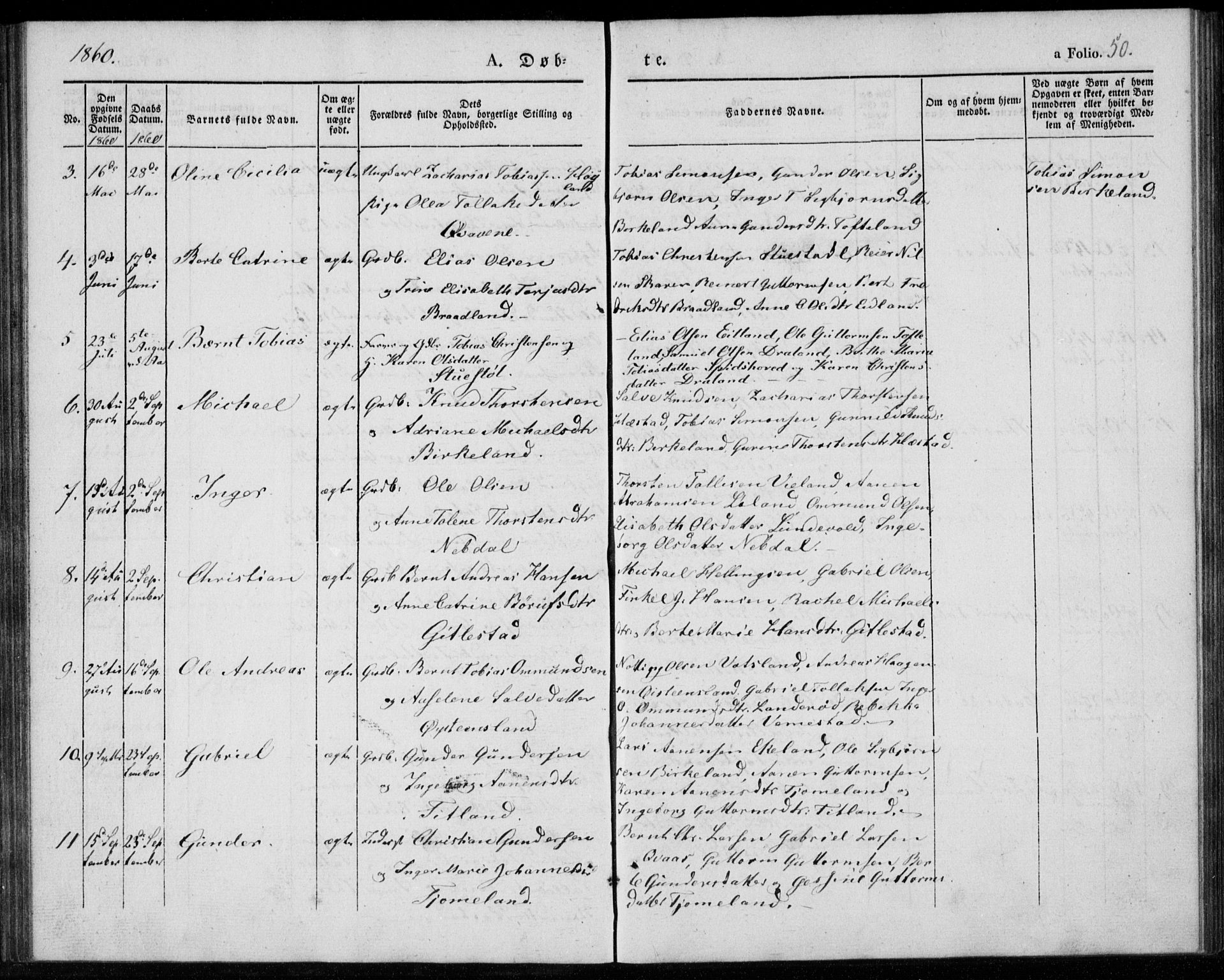 Lyngdal sokneprestkontor, AV/SAK-1111-0029/F/Fa/Fab/L0001: Parish register (official) no. A 1, 1838-1860, p. 50