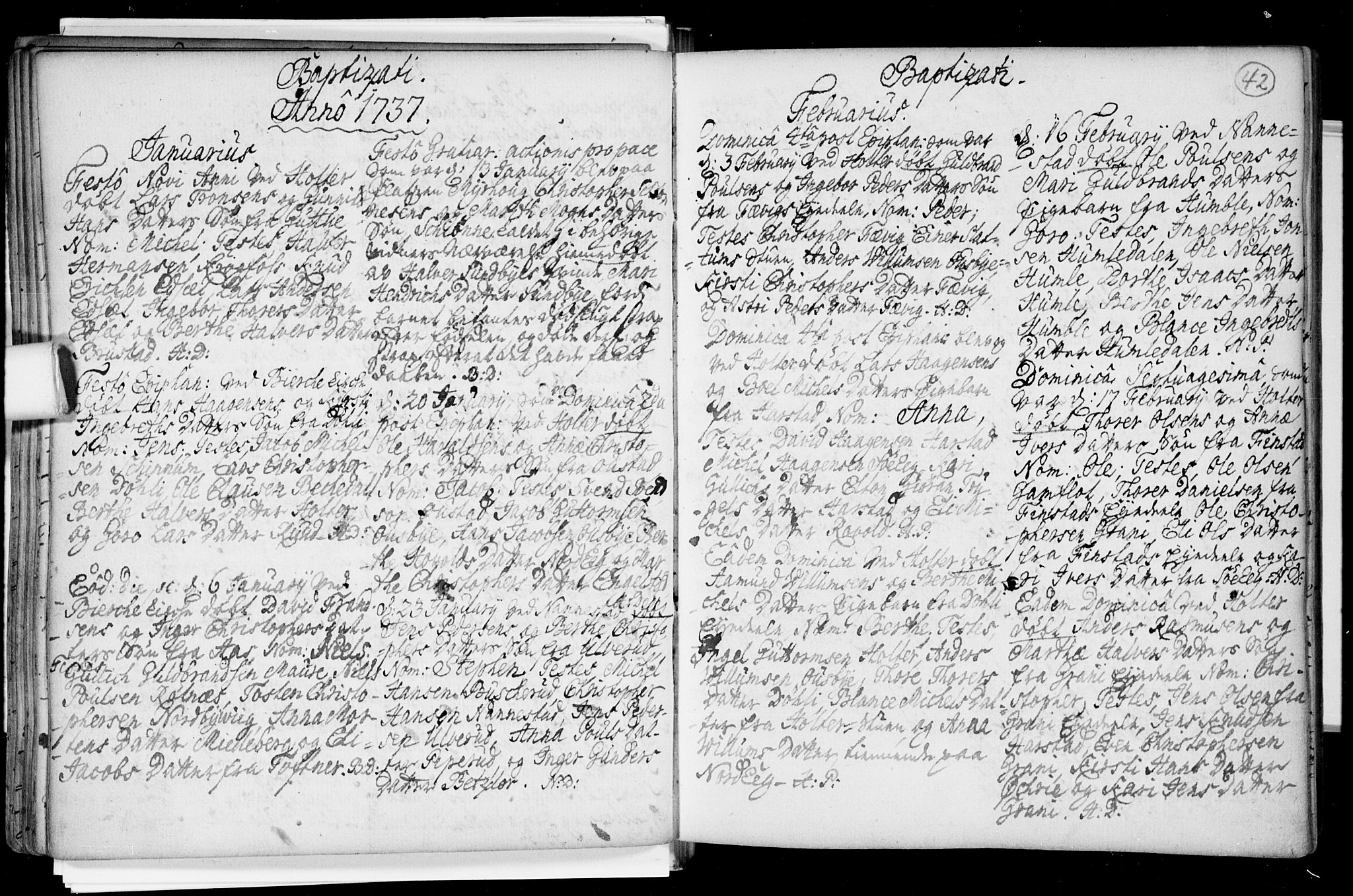 Nannestad prestekontor Kirkebøker, SAO/A-10414a/F/Fa/L0005: Parish register (official) no. I 5, 1729-1738, p. 42
