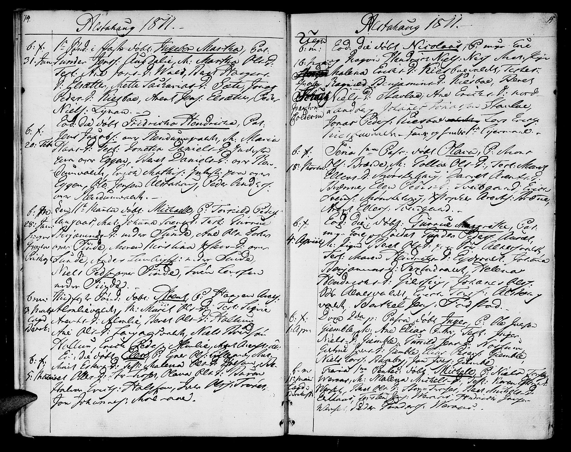Ministerialprotokoller, klokkerbøker og fødselsregistre - Nord-Trøndelag, SAT/A-1458/717/L0145: Parish register (official) no. 717A03 /1, 1810-1815, p. 14-15