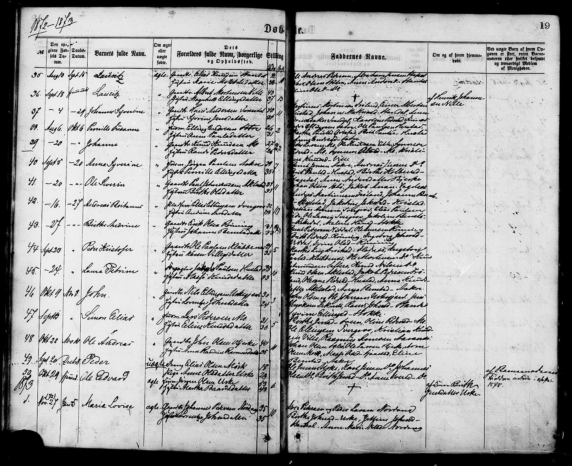 Ministerialprotokoller, klokkerbøker og fødselsregistre - Møre og Romsdal, SAT/A-1454/515/L0210: Parish register (official) no. 515A06, 1868-1885, p. 19