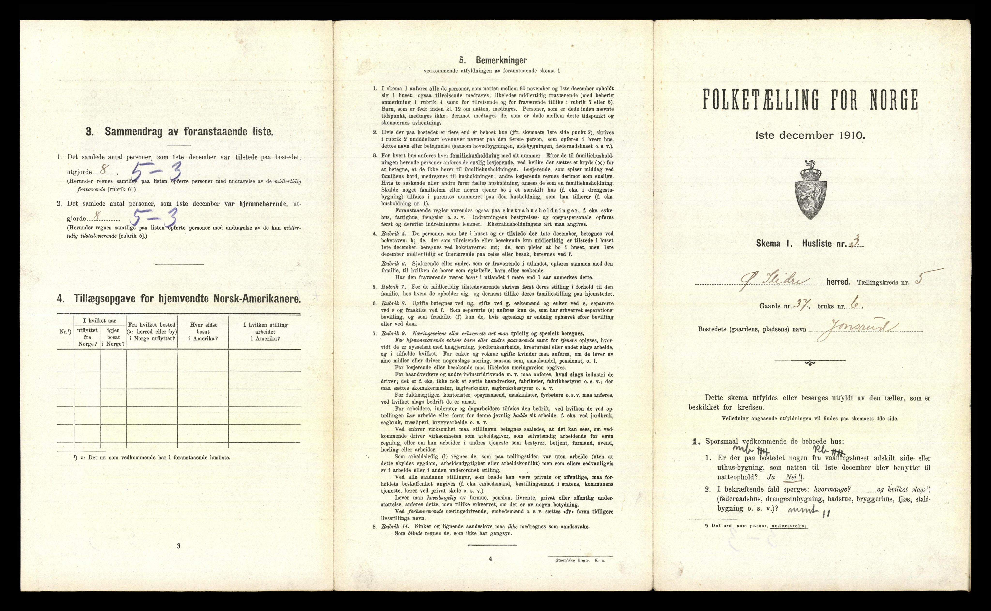 RA, 1910 census for Øystre Slidre, 1910, p. 406