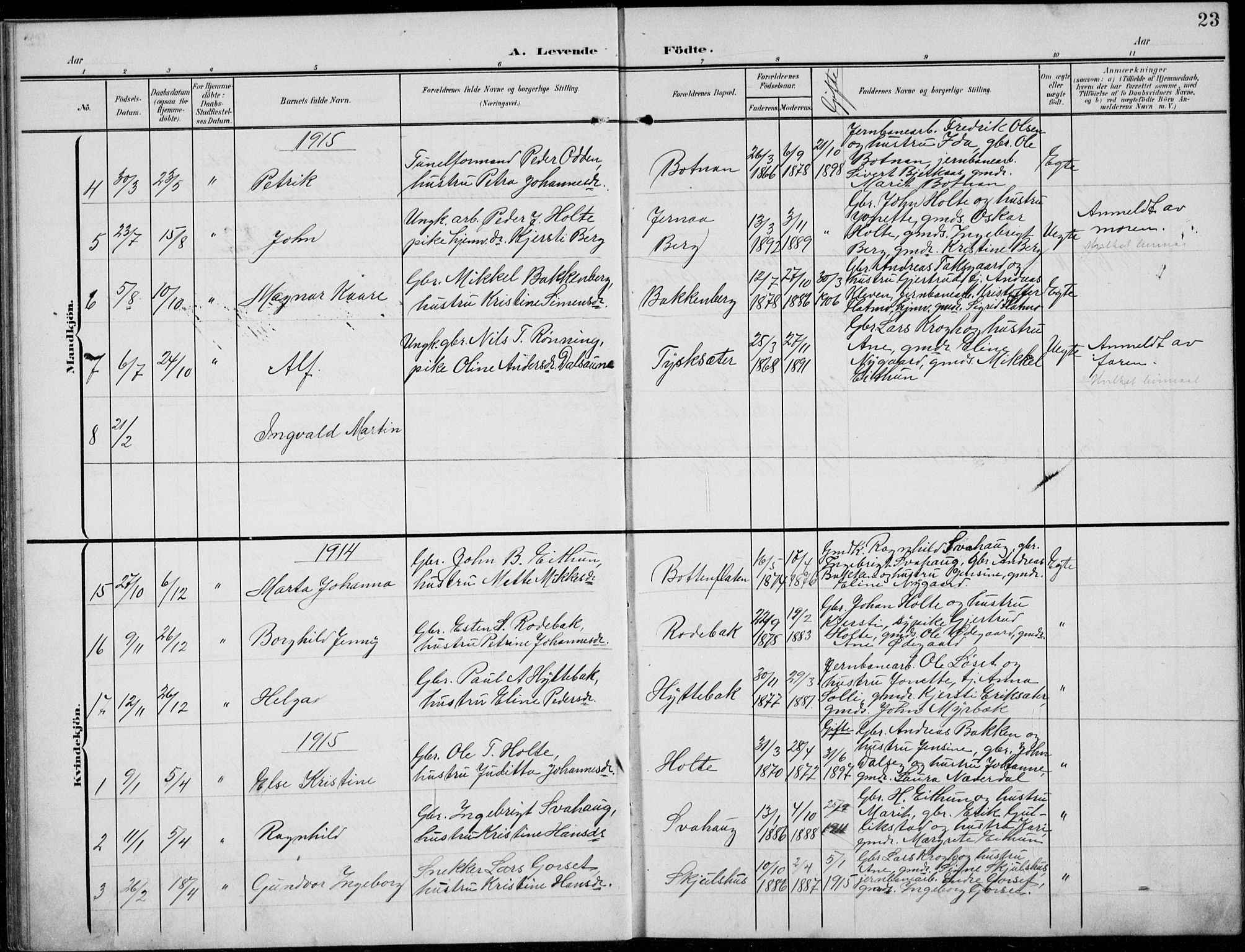 Kvikne prestekontor, AV/SAH-PREST-064/H/Ha/Hab/L0004: Parish register (copy) no. 4, 1902-1937, p. 23