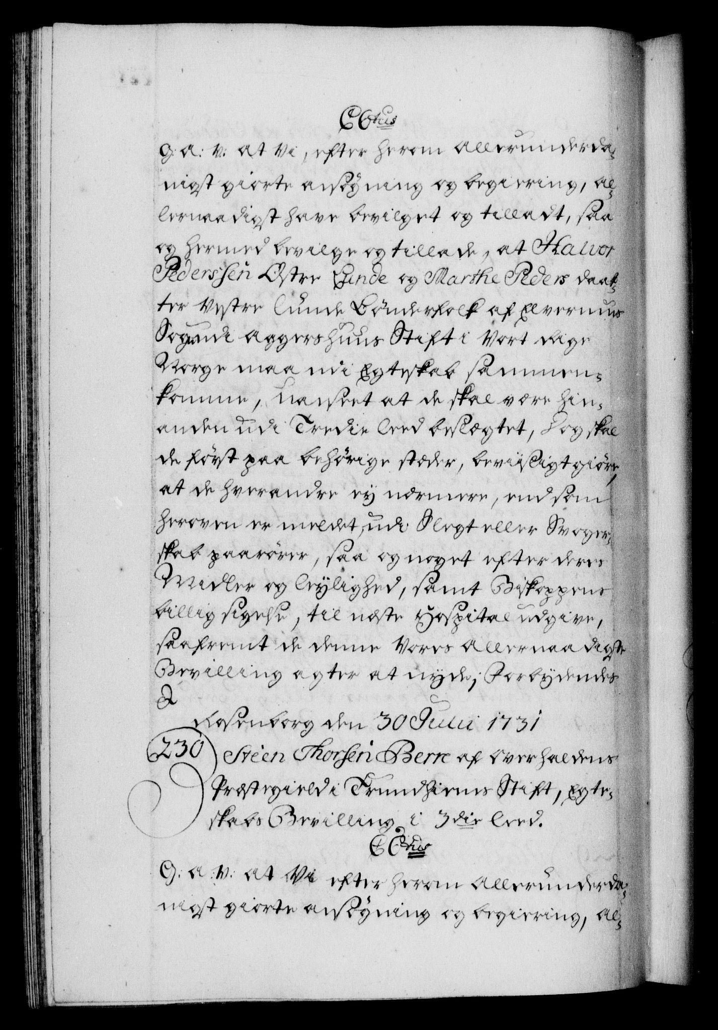 Danske Kanselli 1572-1799, AV/RA-EA-3023/F/Fc/Fca/Fcaa/L0027: Norske registre, 1730-1732, p. 228b