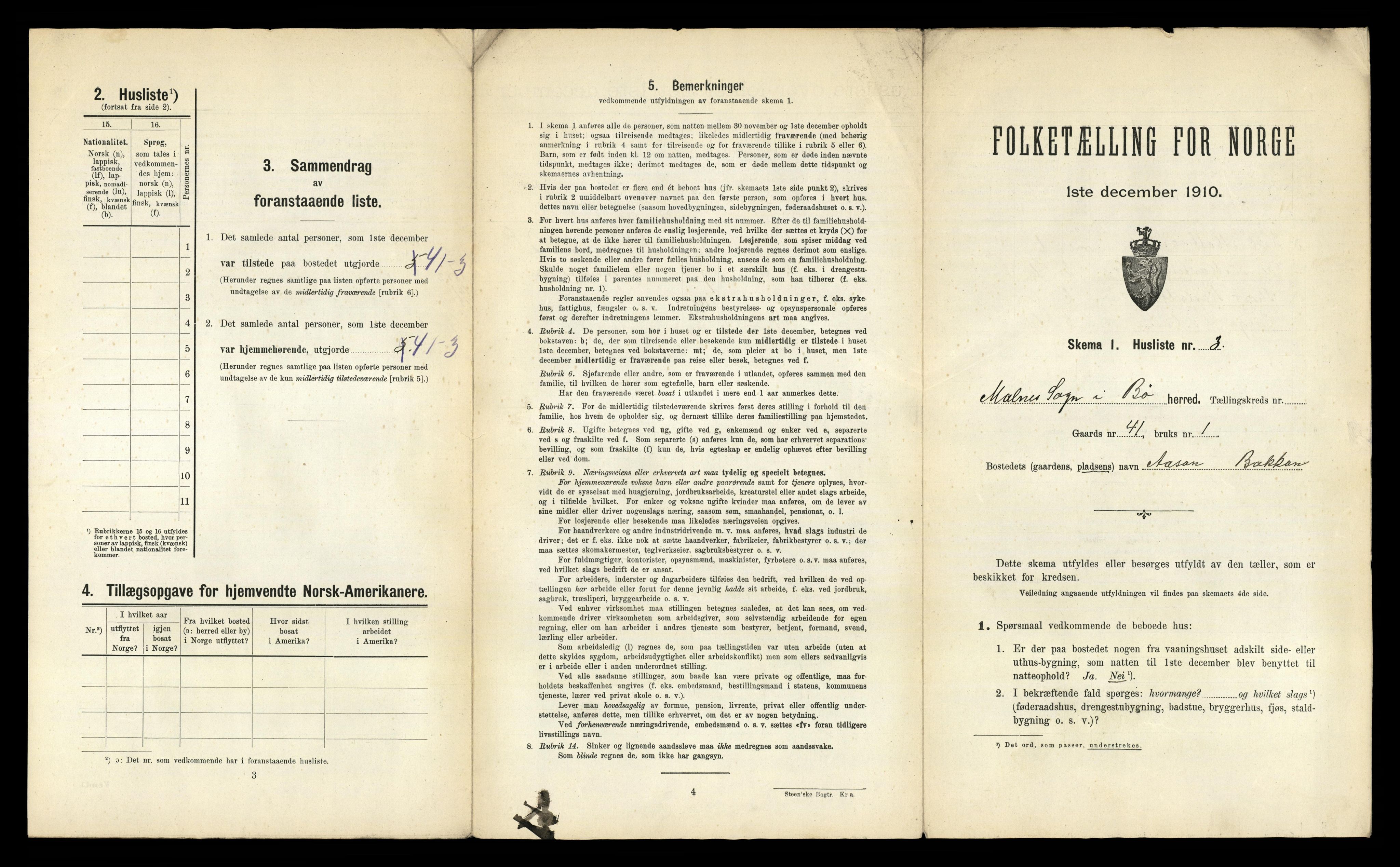 RA, 1910 census for Bø, 1910, p. 1085