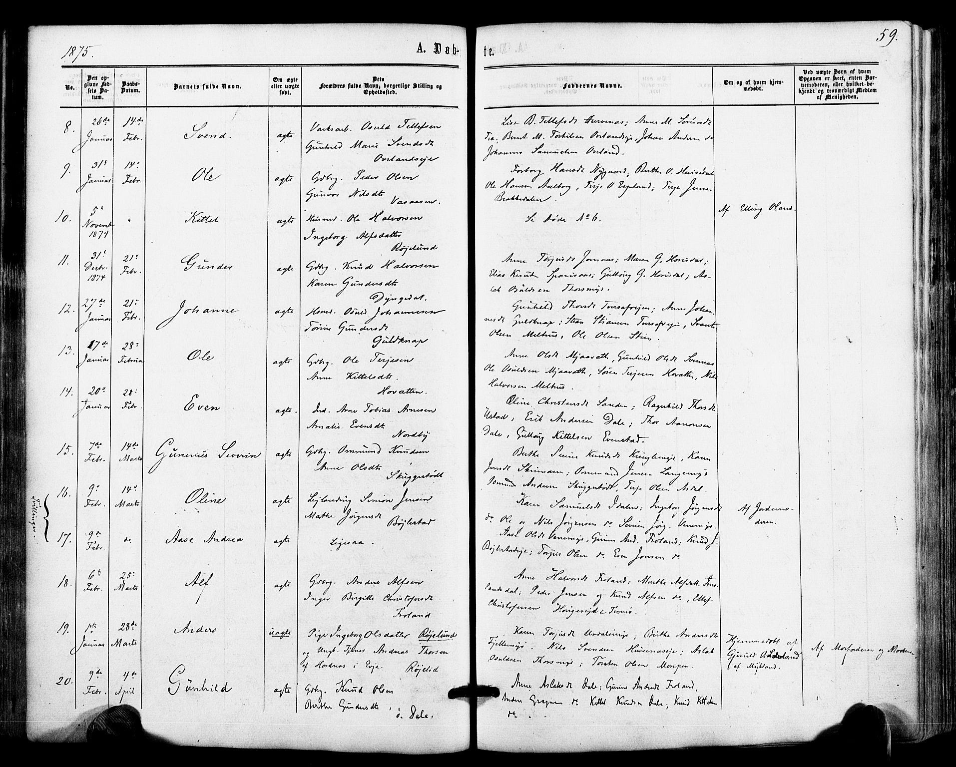 Froland sokneprestkontor, AV/SAK-1111-0013/F/Fa/L0003: Parish register (official) no. A 3, 1864-1881, p. 59