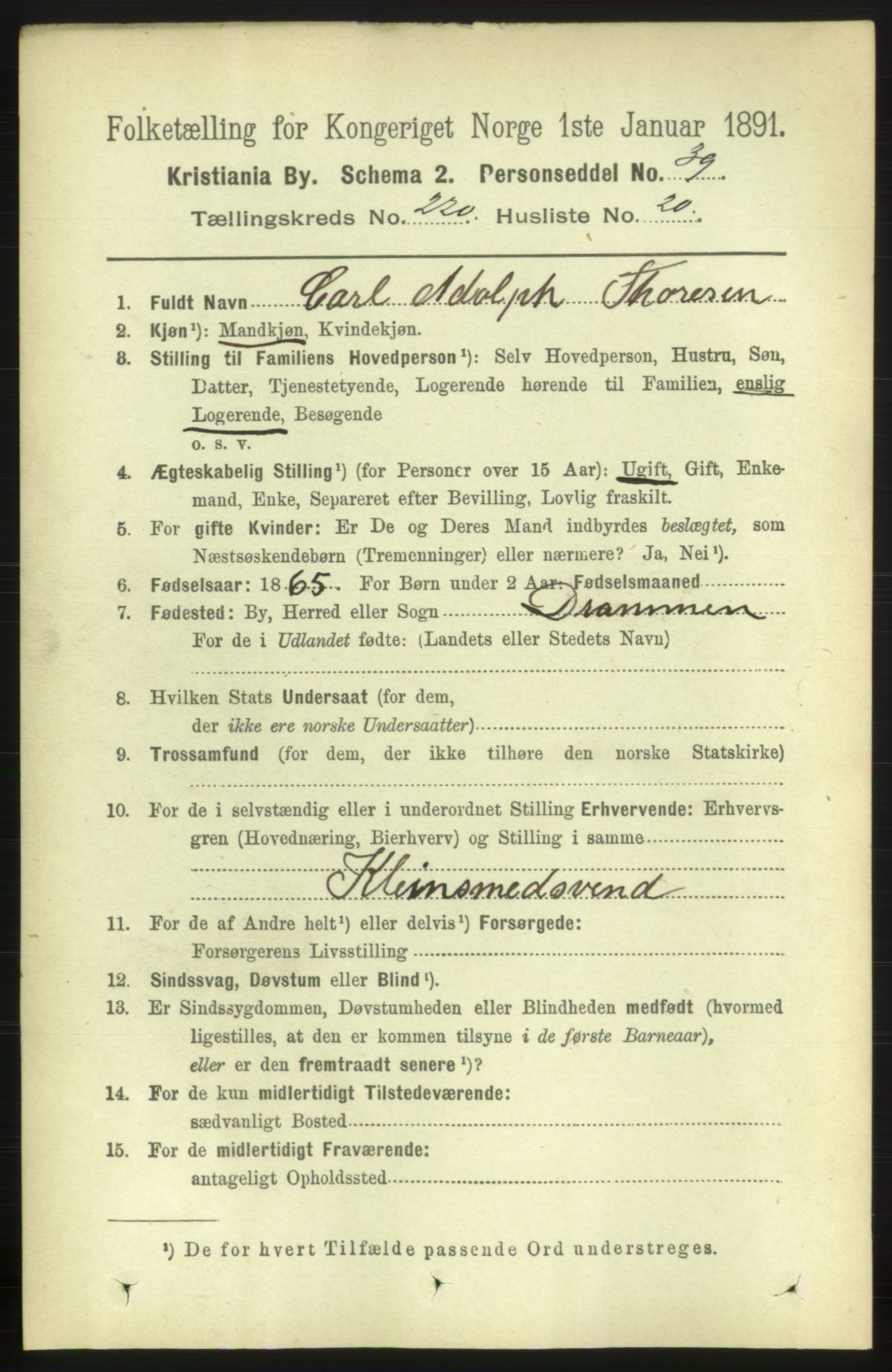 RA, 1891 census for 0301 Kristiania, 1891, p. 131711