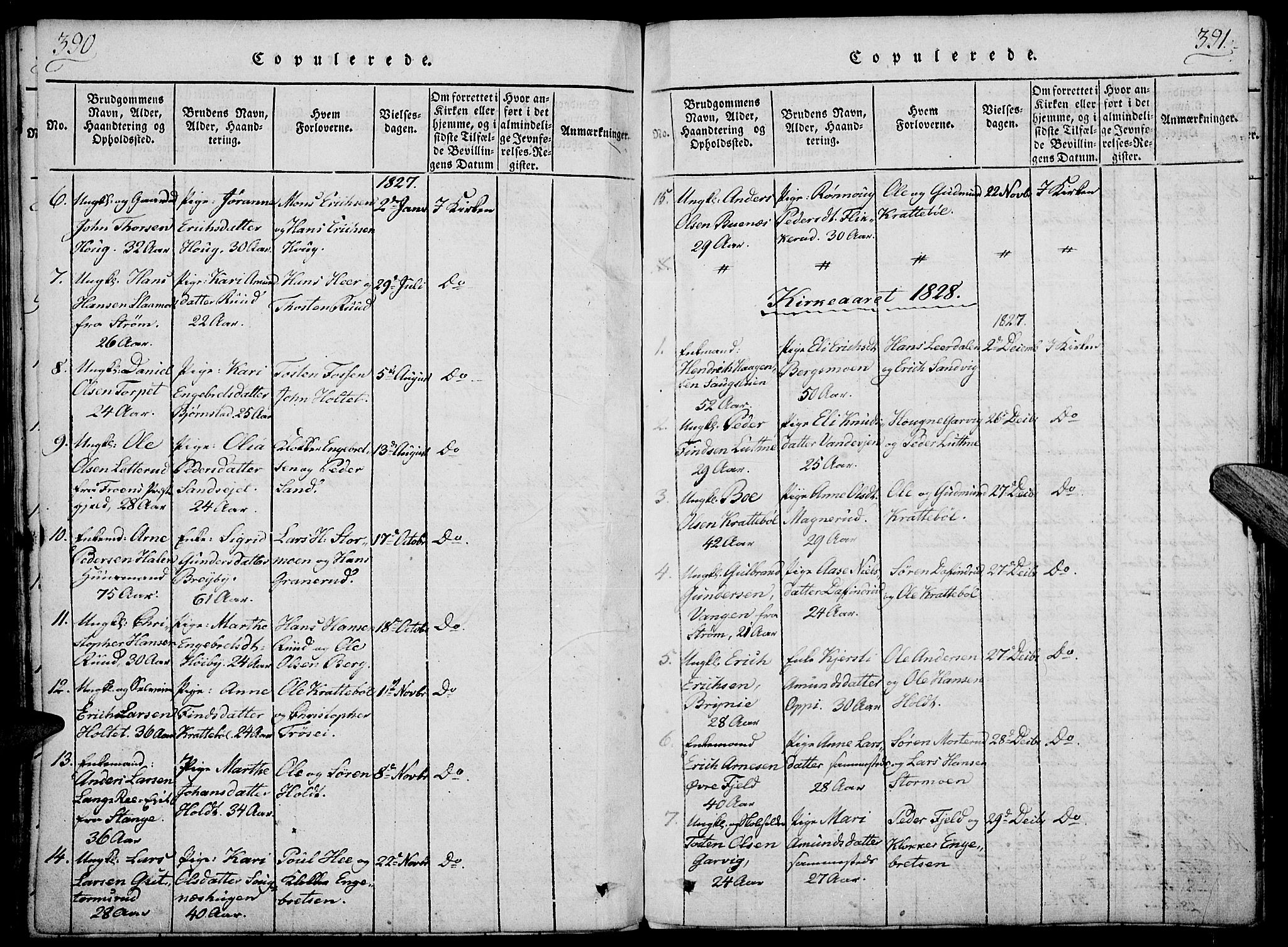 Nord-Odal prestekontor, AV/SAH-PREST-032/H/Ha/Haa/L0001: Parish register (official) no. 1, 1819-1838, p. 390-391