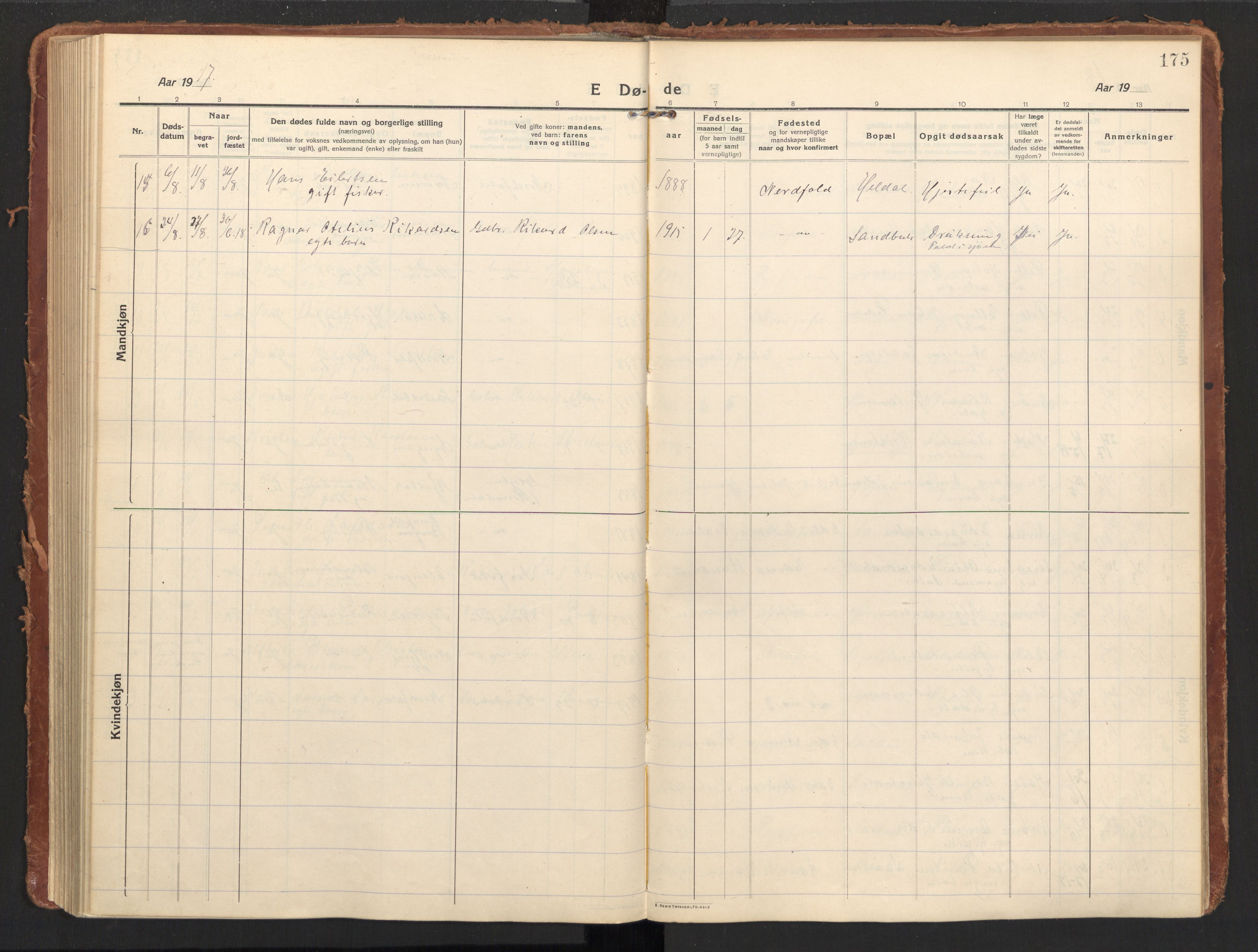 Ministerialprotokoller, klokkerbøker og fødselsregistre - Nordland, AV/SAT-A-1459/858/L0833: Parish register (official) no. 858A03, 1916-1934, p. 175