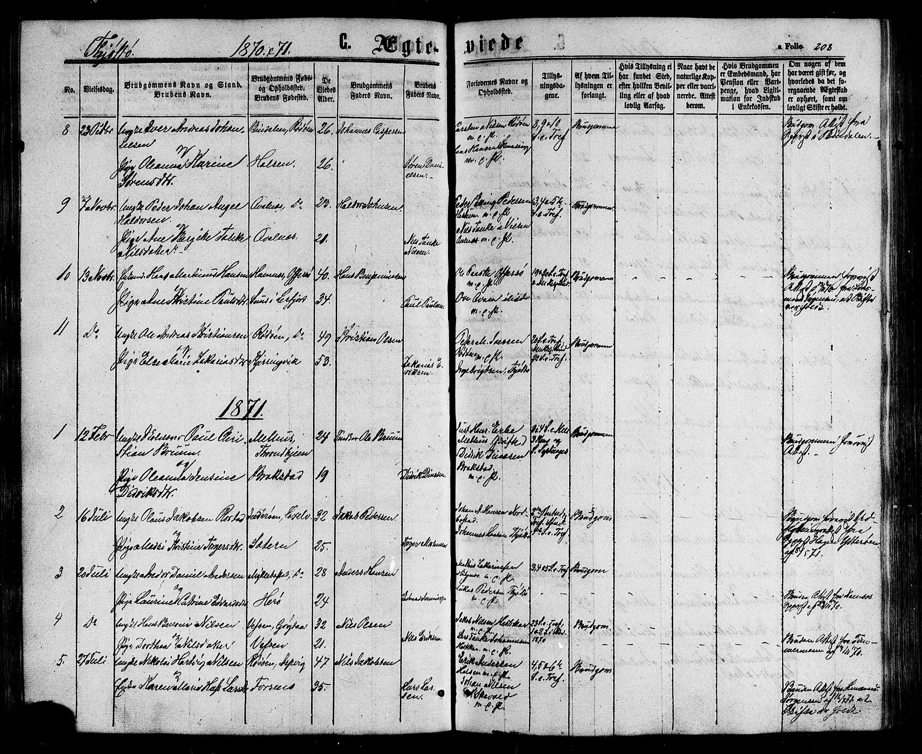 Ministerialprotokoller, klokkerbøker og fødselsregistre - Nordland, AV/SAT-A-1459/817/L0262: Parish register (official) no. 817A03/ 1, 1862-1877, p. 208