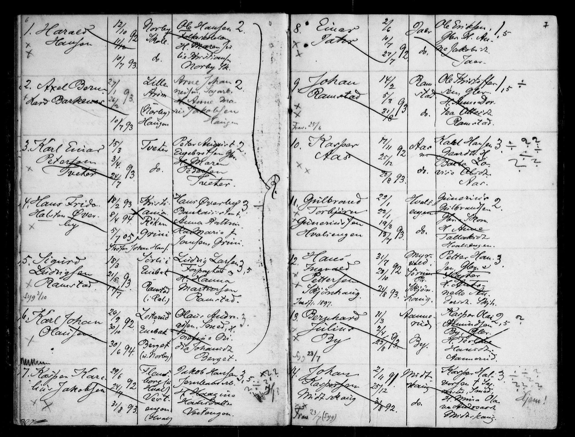 Fet prestekontor Kirkebøker, AV/SAO-A-10370a/H/Ha/L0001: Banns register no. 1, 1906-1919, p. 6-7