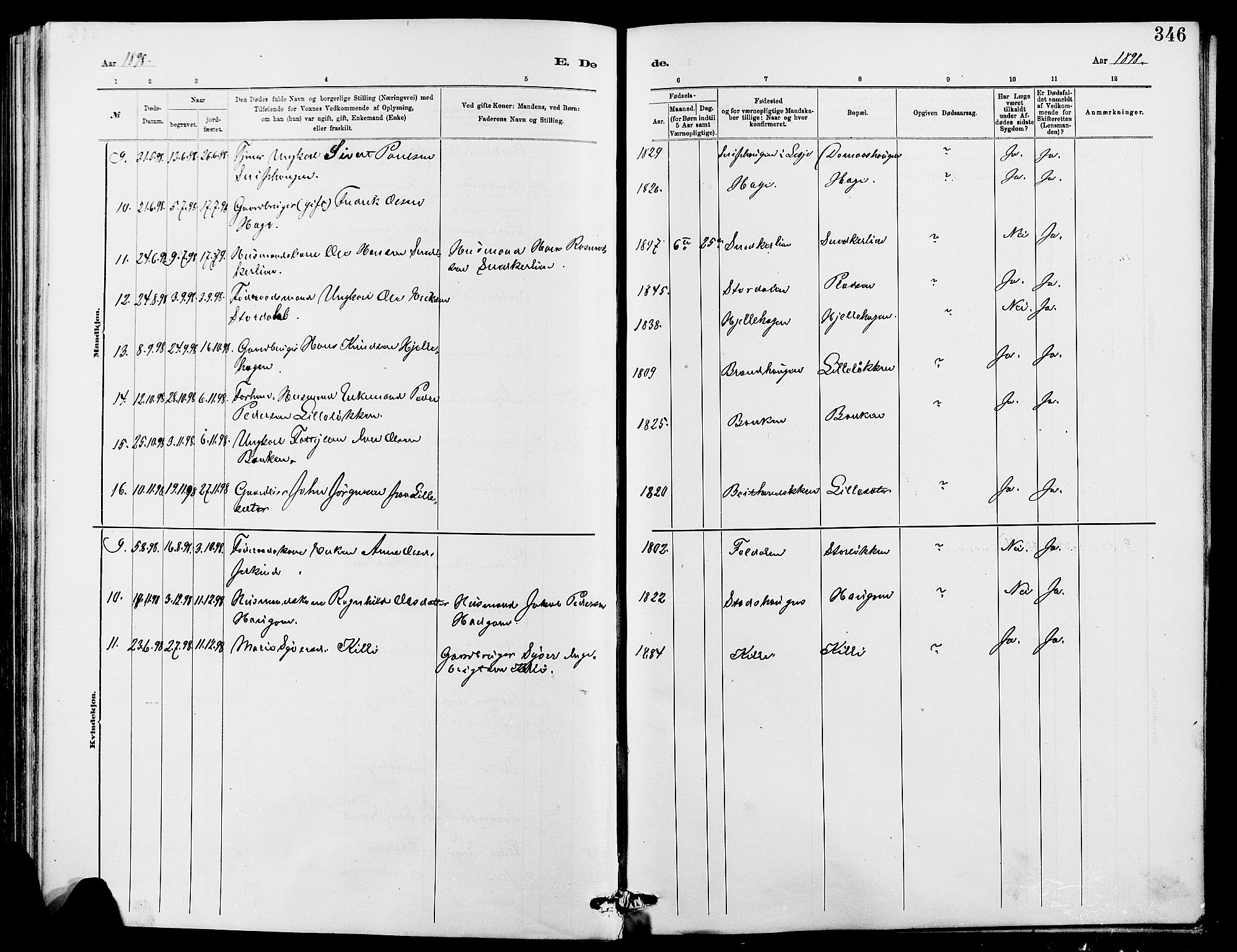 Dovre prestekontor, SAH/PREST-066/H/Ha/Hab/L0002: Parish register (copy) no. 2, 1881-1907, p. 346