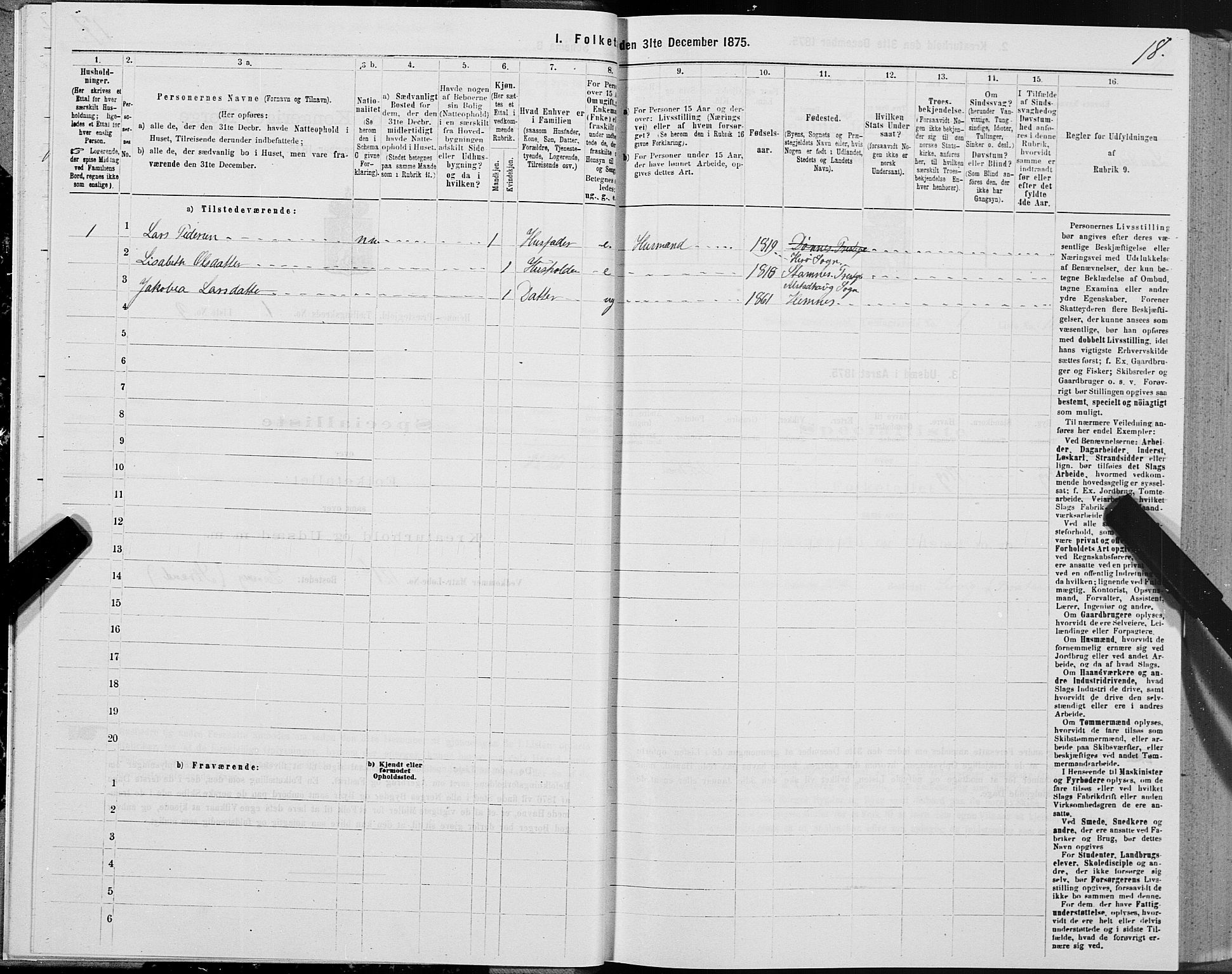 SAT, 1875 census for 1832P Hemnes, 1875, p. 1018