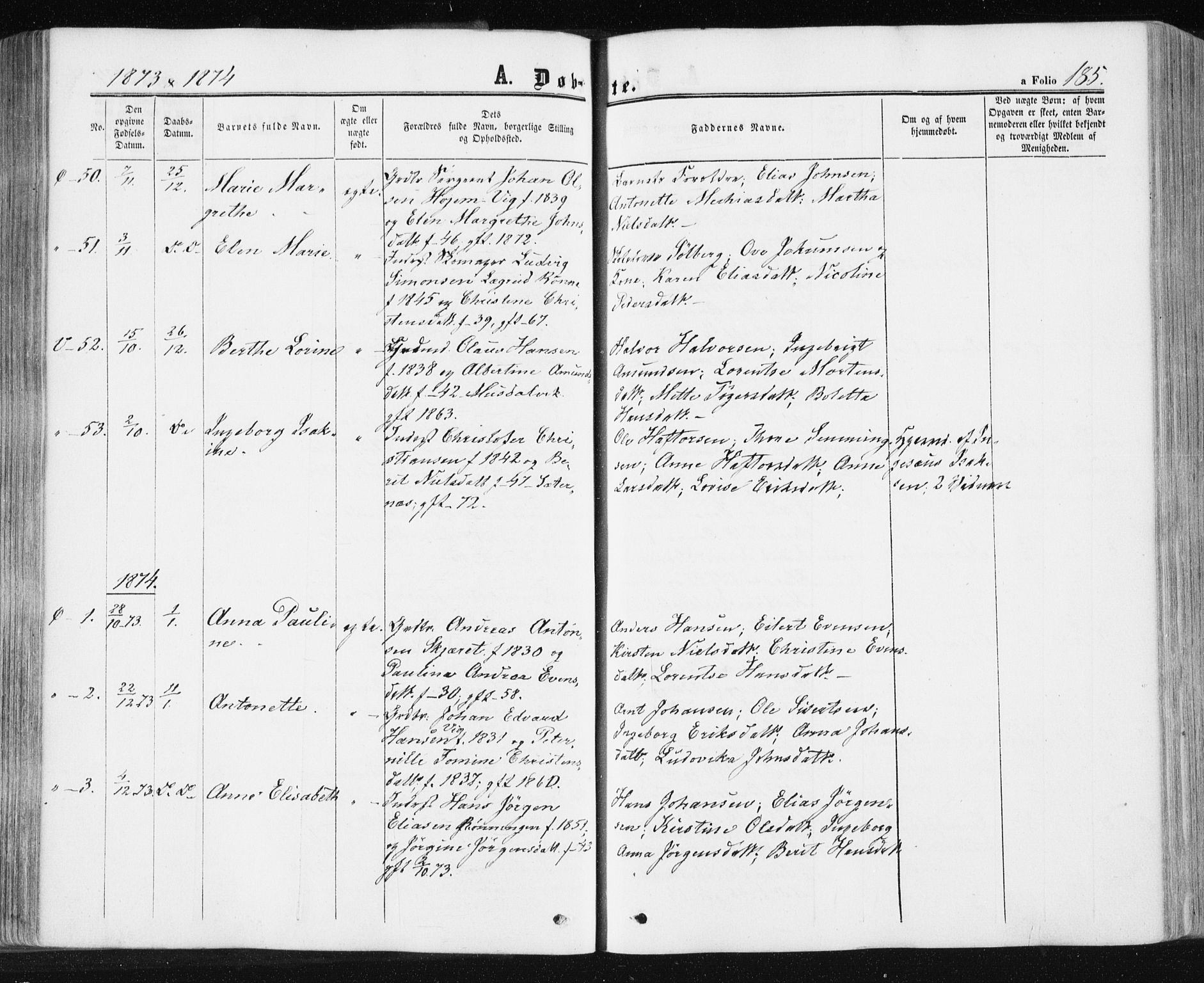 Ministerialprotokoller, klokkerbøker og fødselsregistre - Sør-Trøndelag, SAT/A-1456/659/L0737: Parish register (official) no. 659A07, 1857-1875, p. 185