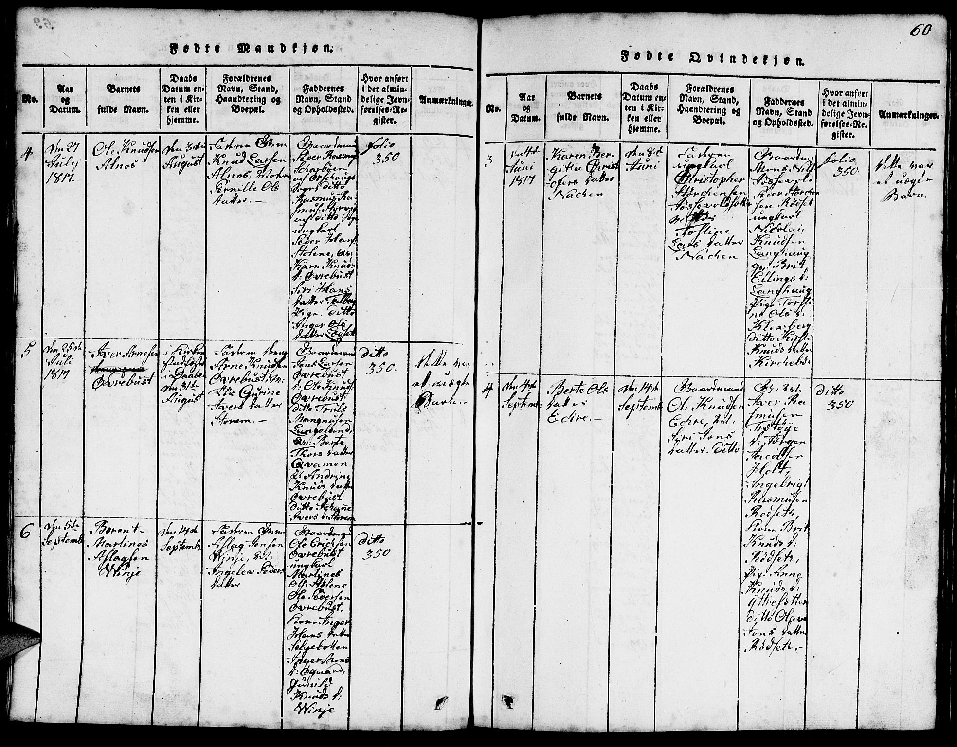 Ministerialprotokoller, klokkerbøker og fødselsregistre - Møre og Romsdal, AV/SAT-A-1454/520/L0289: Parish register (copy) no. 520C01, 1817-1837, p. 60