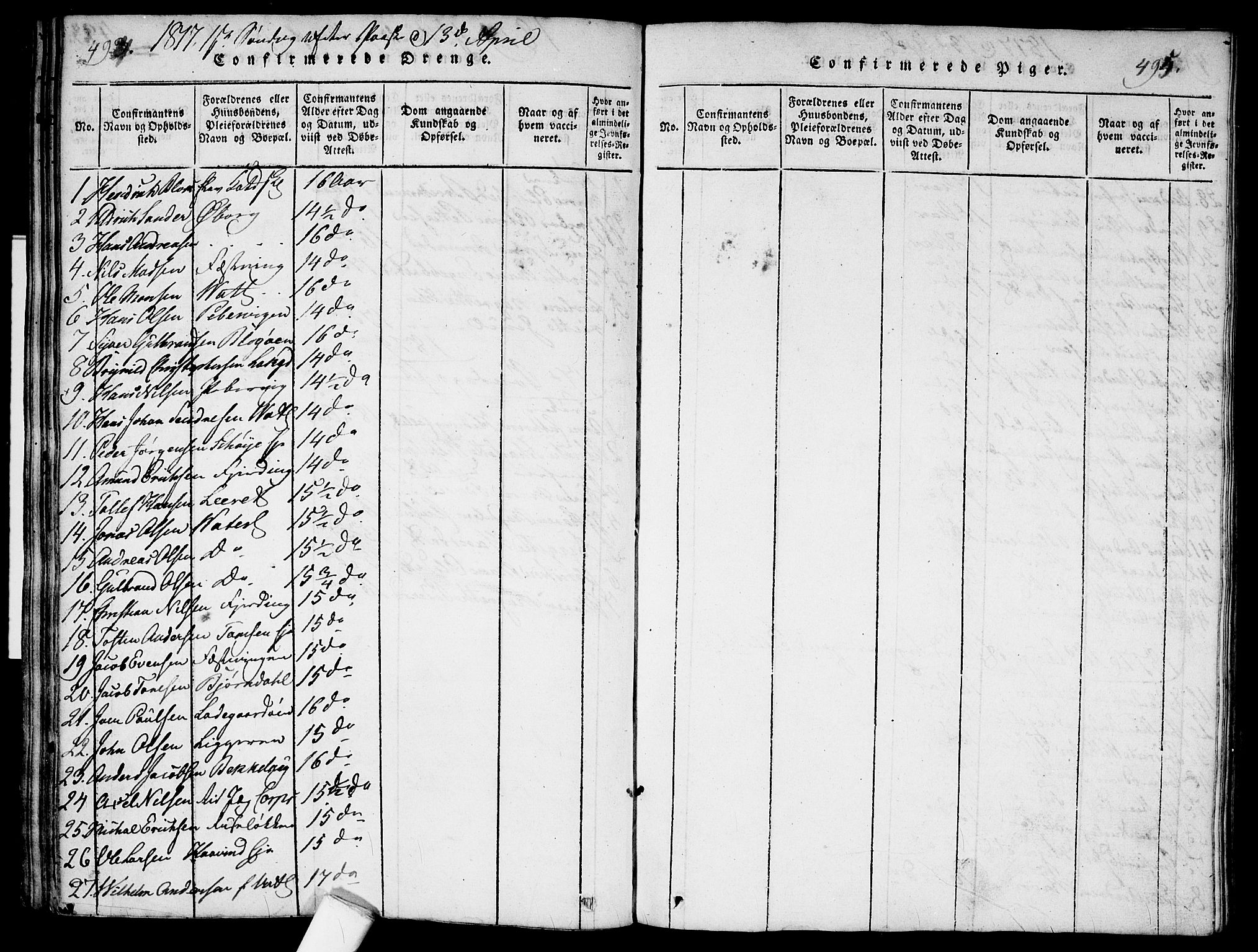 Garnisonsmenigheten Kirkebøker, AV/SAO-A-10846/G/Ga/L0003: Parish register (copy) no. 3, 1815-1819, p. 494-495