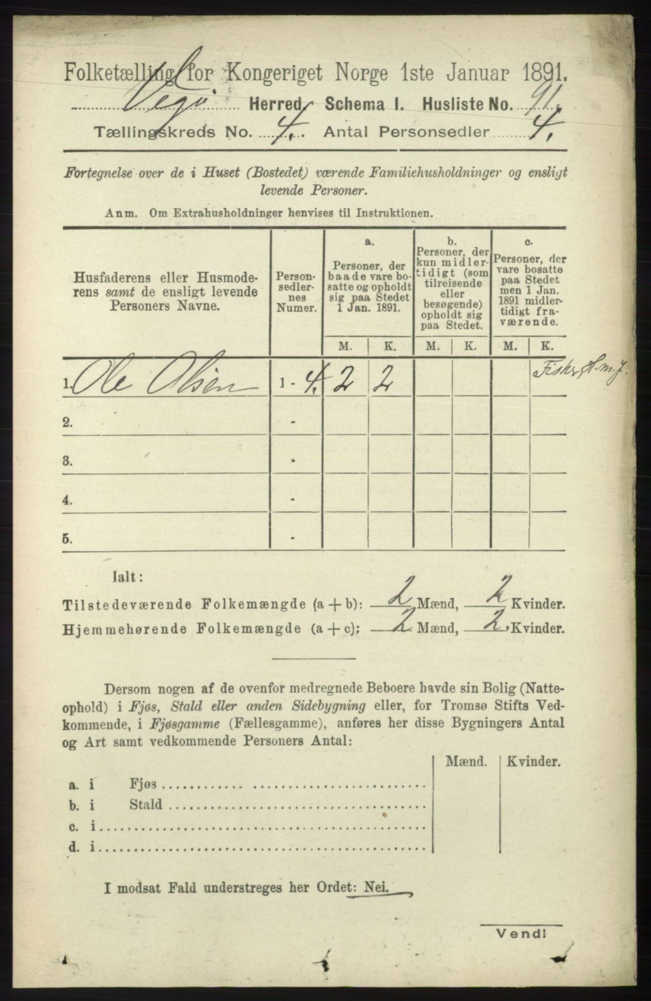 RA, 1891 census for 1815 Vega, 1891, p. 1455