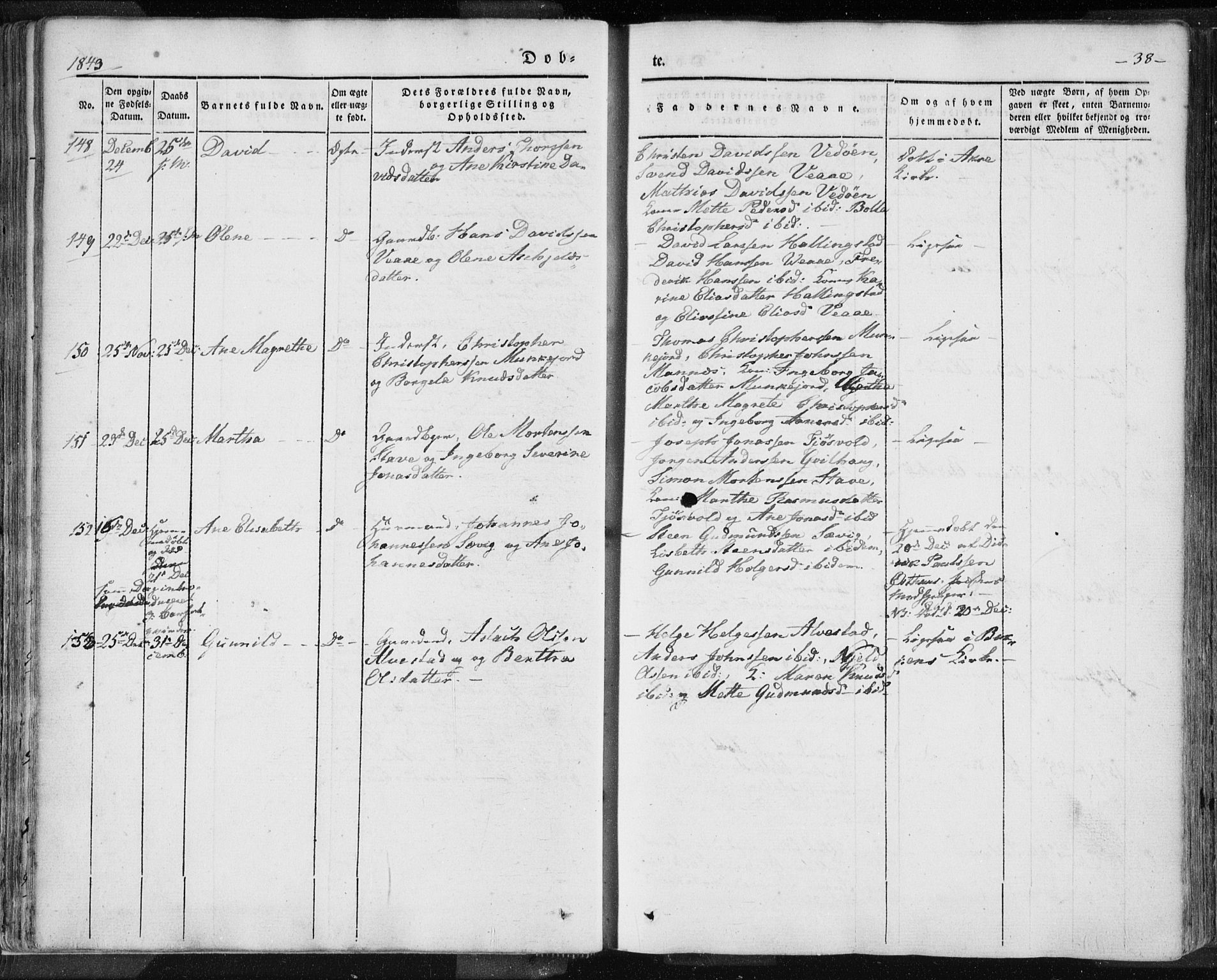 Skudenes sokneprestkontor, SAST/A -101849/H/Ha/Haa/L0002: Parish register (official) no. A 2.1, 1841-1846, p. 38