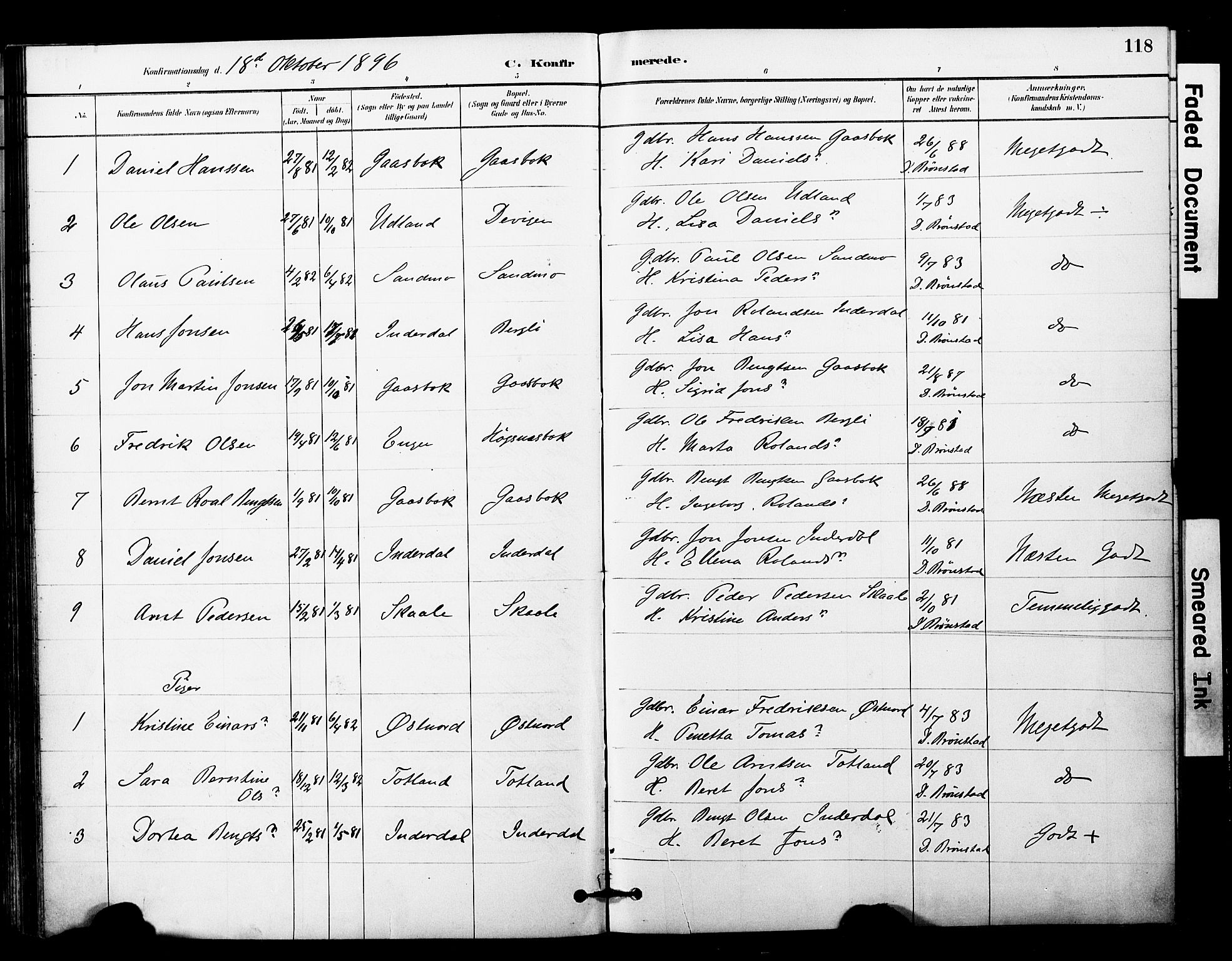 Ministerialprotokoller, klokkerbøker og fødselsregistre - Nord-Trøndelag, AV/SAT-A-1458/757/L0505: Parish register (official) no. 757A01, 1882-1904, p. 118