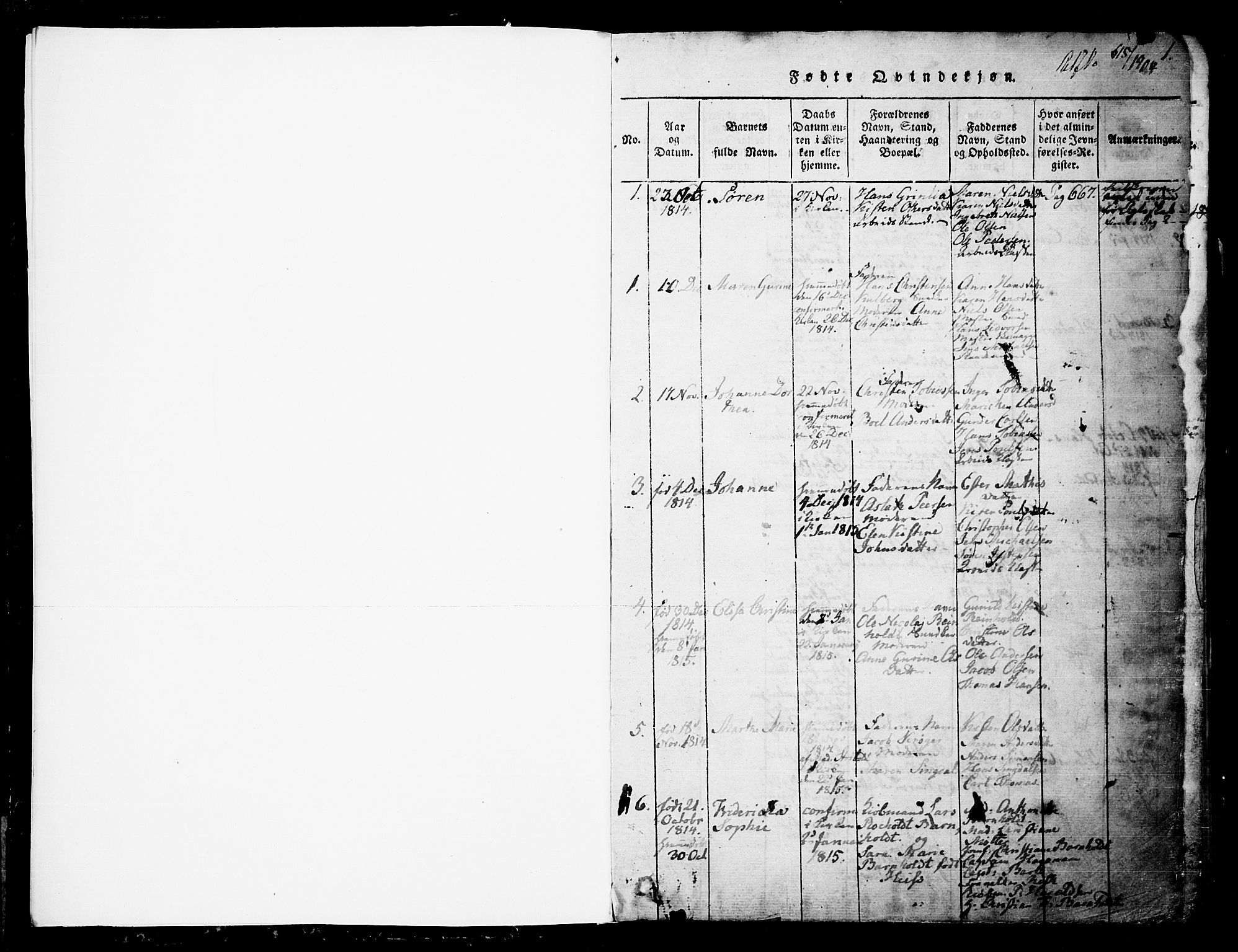 Skien kirkebøker, SAKO/A-302/G/Ga/L0002: Parish register (copy) no. 2, 1814-1842, p. 0-1