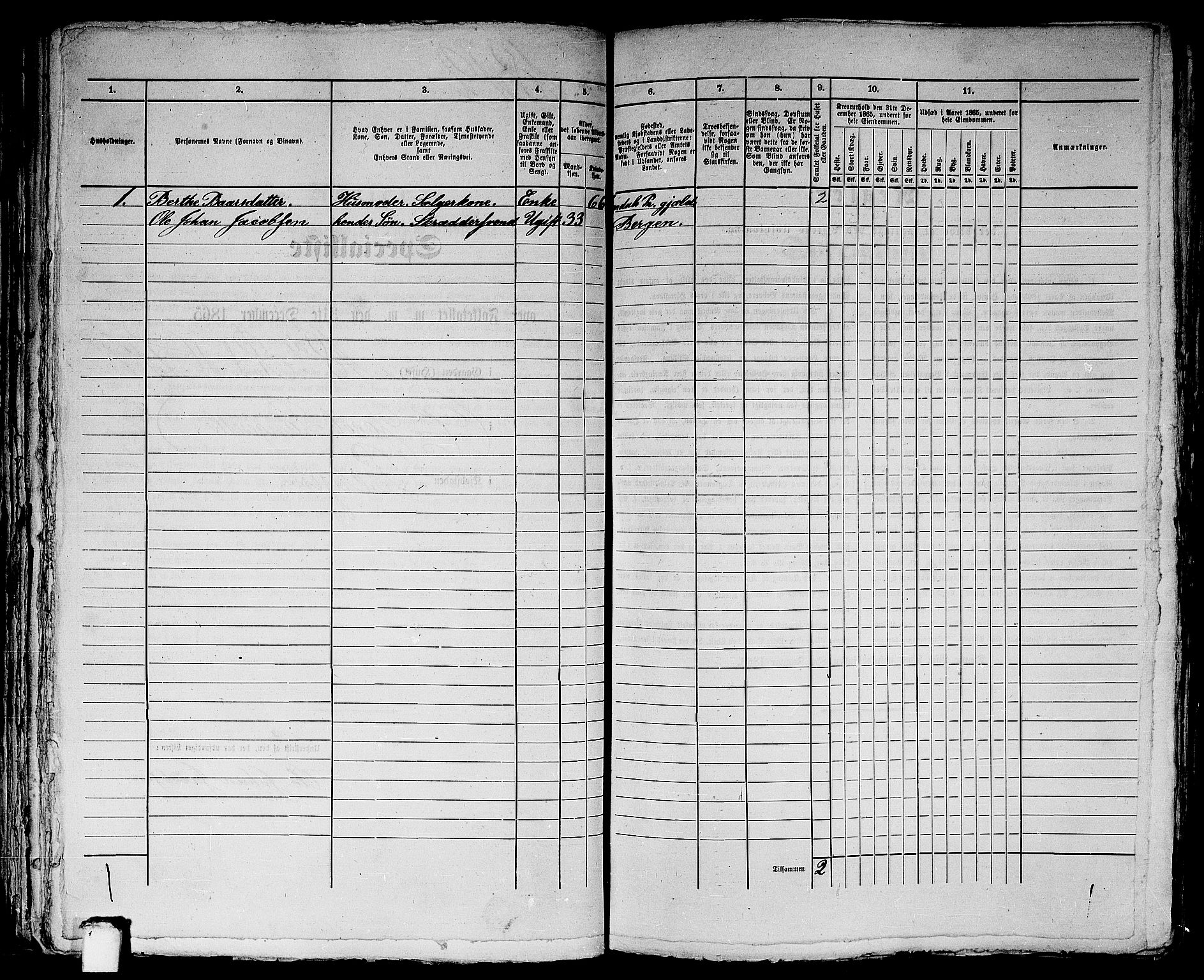 RA, 1865 census for Bergen, 1865, p. 3714