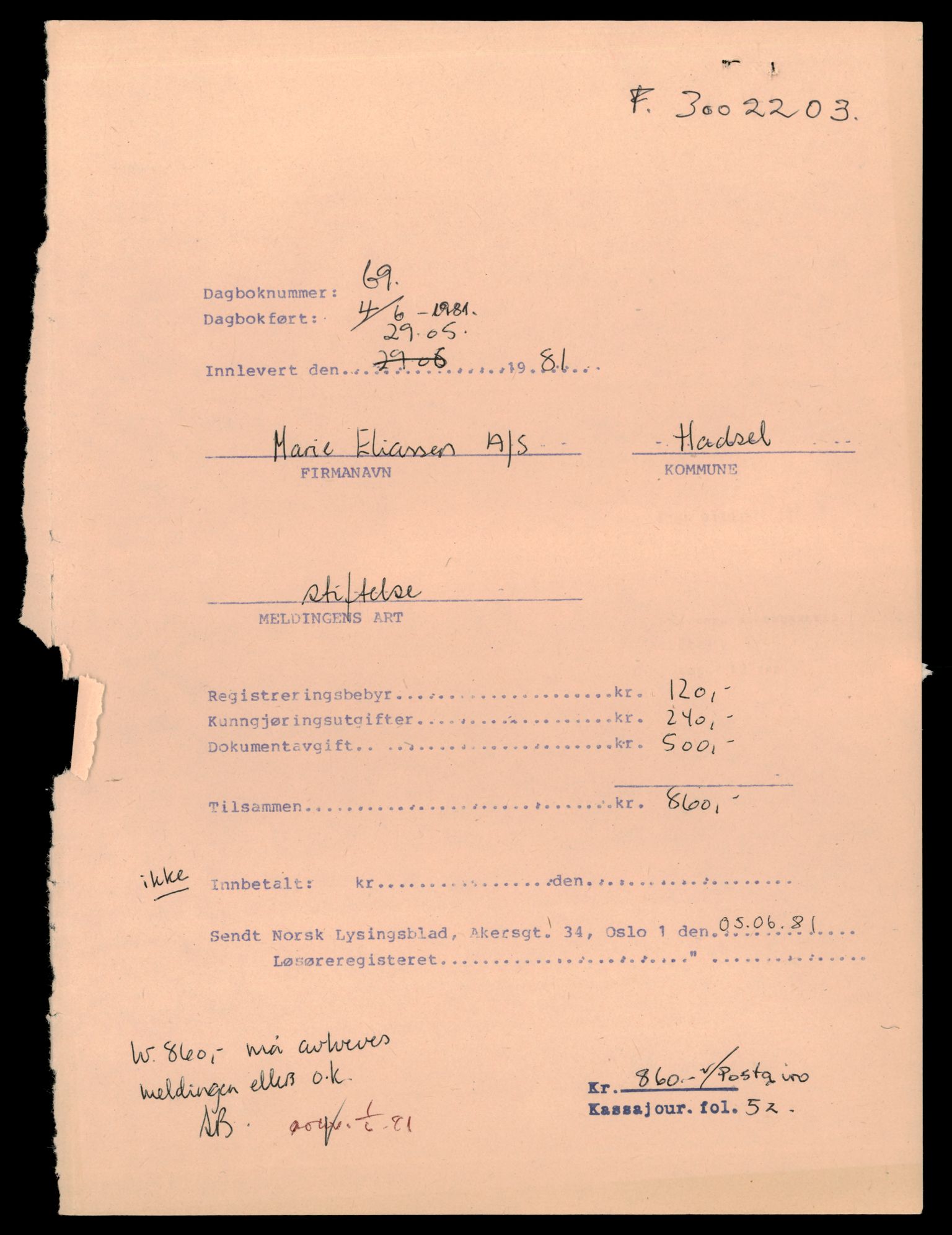 Vesterålen sorenskriveri, AV/SAT-A-4180/4/J/Jd/Jde/L0014: Bilag. Aksjeselskap, M, 1944-1990, p. 1