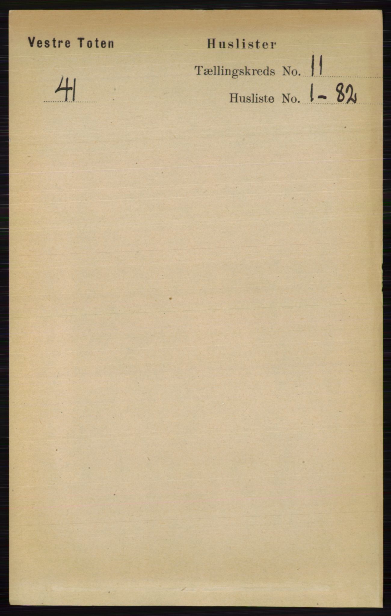 RA, 1891 census for 0529 Vestre Toten, 1891, p. 6619