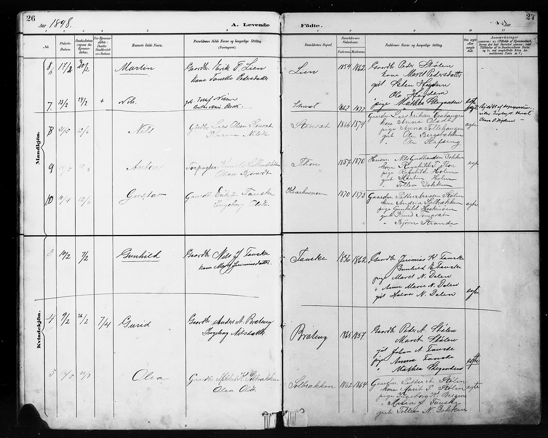 Etnedal prestekontor, SAH/PREST-130/H/Ha/Hab/Habb/L0001: Parish register (copy) no. II 1, 1894-1911, p. 26-27